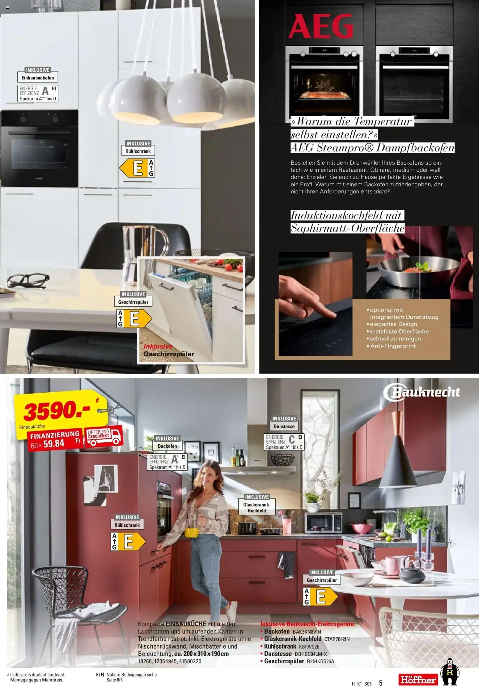 Höffner - Höffner: Möbelangebote – gültig ab 23.12.2025 | Seite: 5 | Produkte: AEG, Geschirrspüler, Einbauküche, Kühlschrank