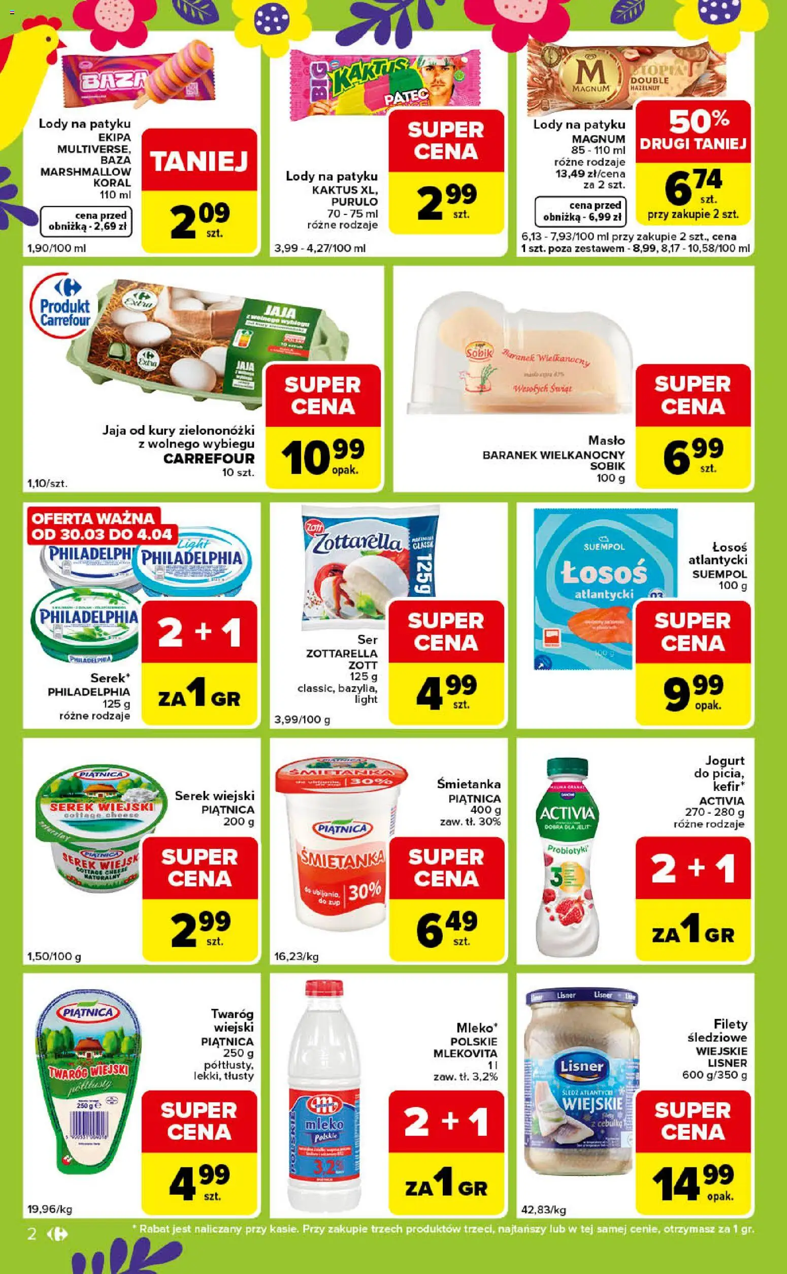 Carrefour gazetka - Express od 31.03.2026 | Strona: 2 | Produkty: Serek, Łosoś atlantycki, Serek wiejski, Jogurt