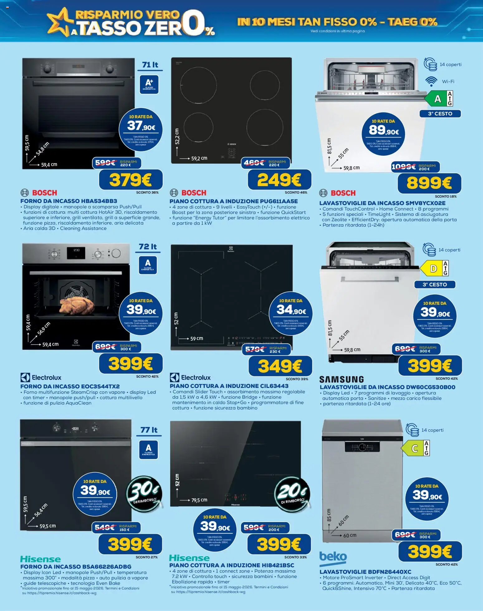 Volantino Euronics del 23.04.2026 | Pagina: 4 | Prodotti: Pizza, Lavastoviglie da incasso, Forno, Samsung