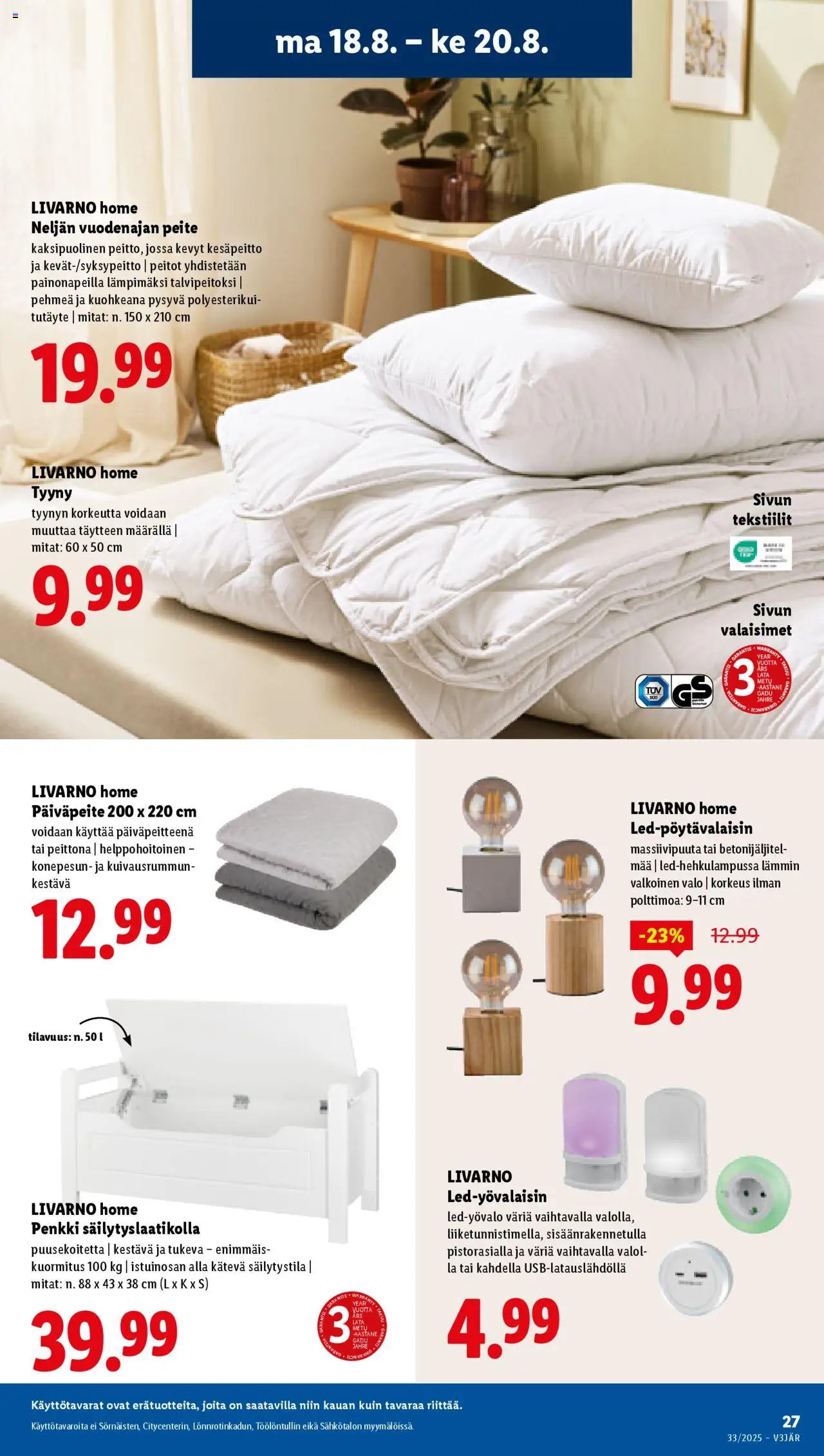  | Sivu: 31 | Tuotteet: Tyyny, Päiväpeite, Penkki