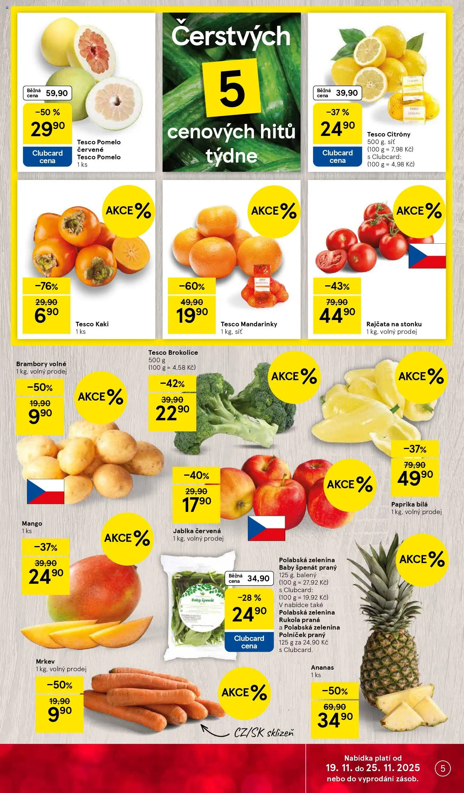 Tesco Black Friday od 19.11.2025 | Strana: 5 | Produkty: Mango, Síť, Ananas, Polníček