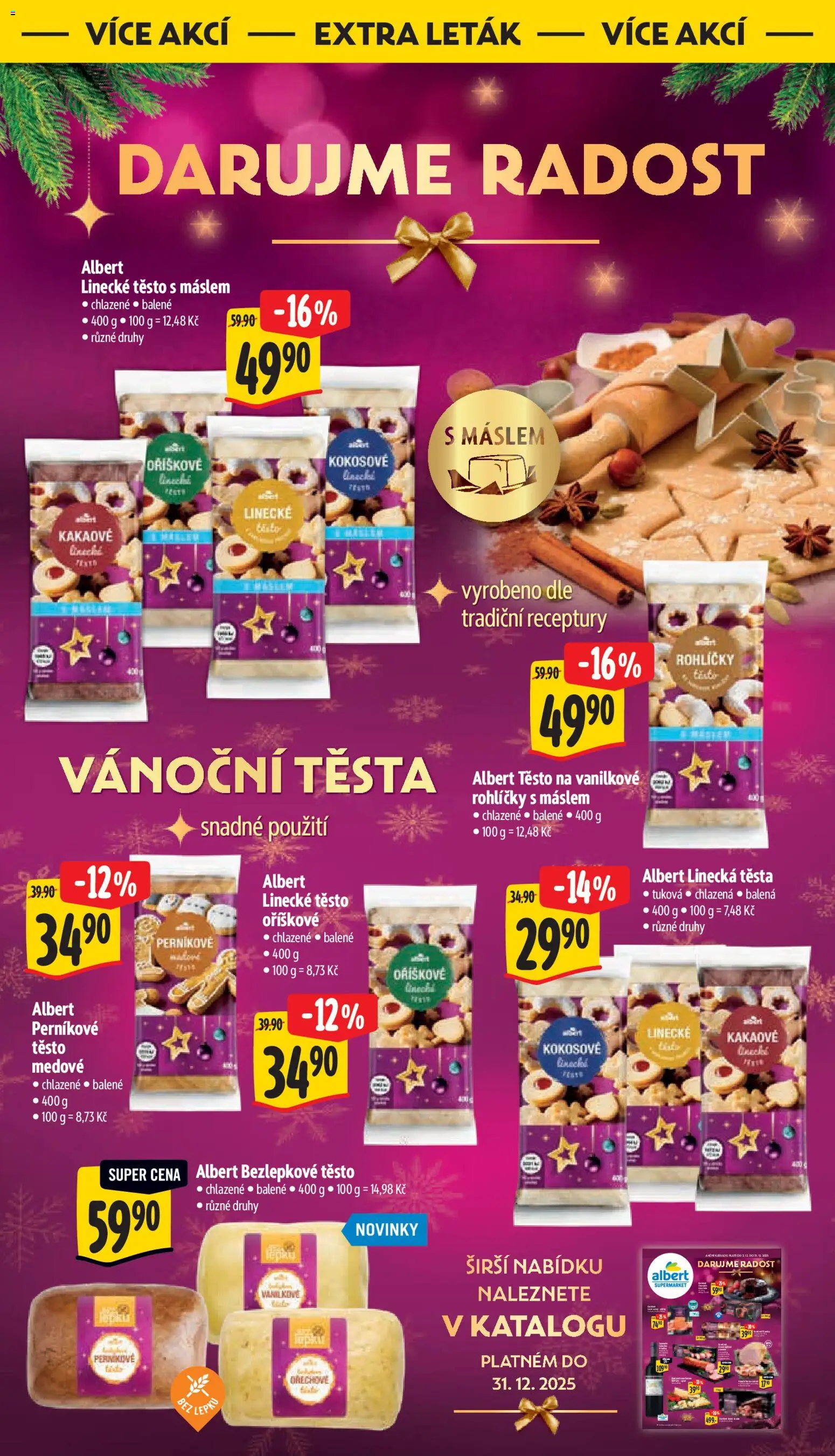 Albert leták - Supermarket od 10.12.2025 | Strana: 37 | Produkty: Linecké těsto, Vanilkové rohlíčky, Těsto