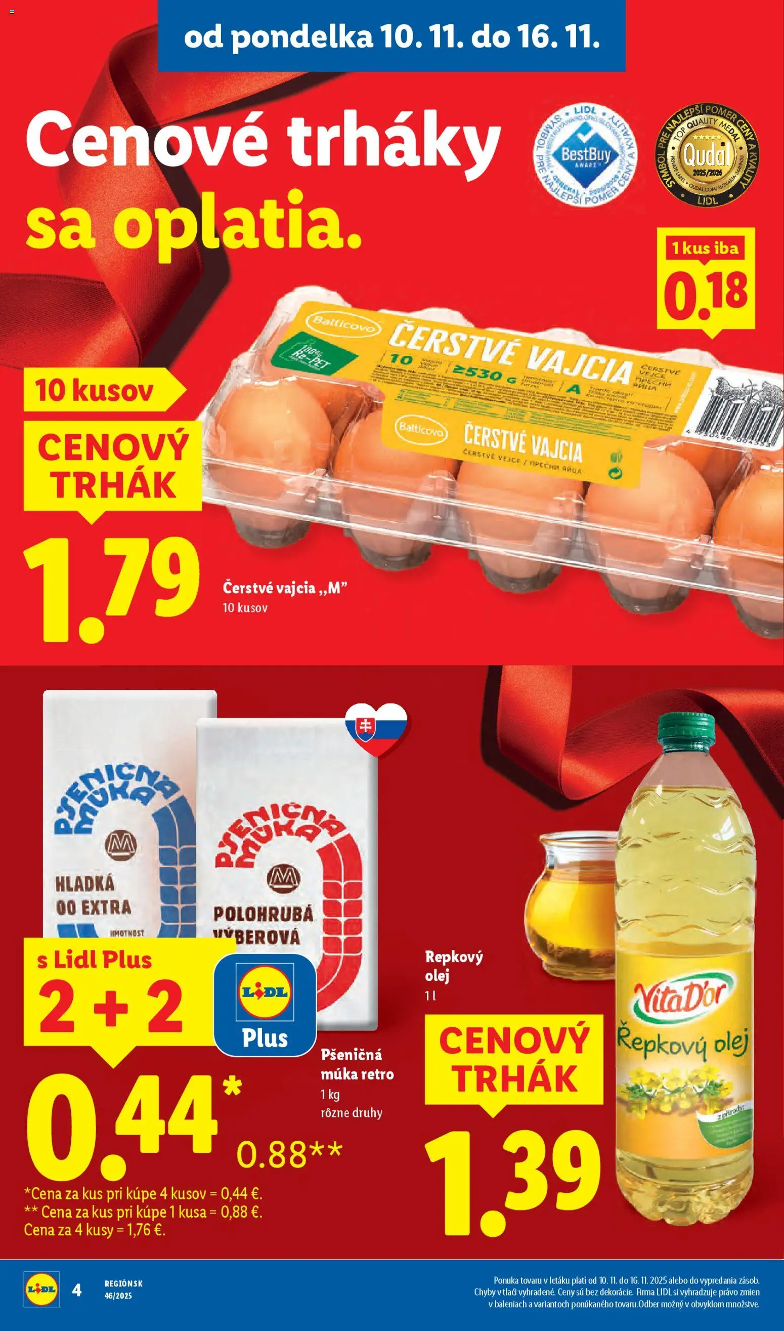 Nové Lidl akcie – leták je platný od 10.11.2025 | Strana: 8 | Produkty: Vajcia, Pšeničná múka, Repkový olej, Múka