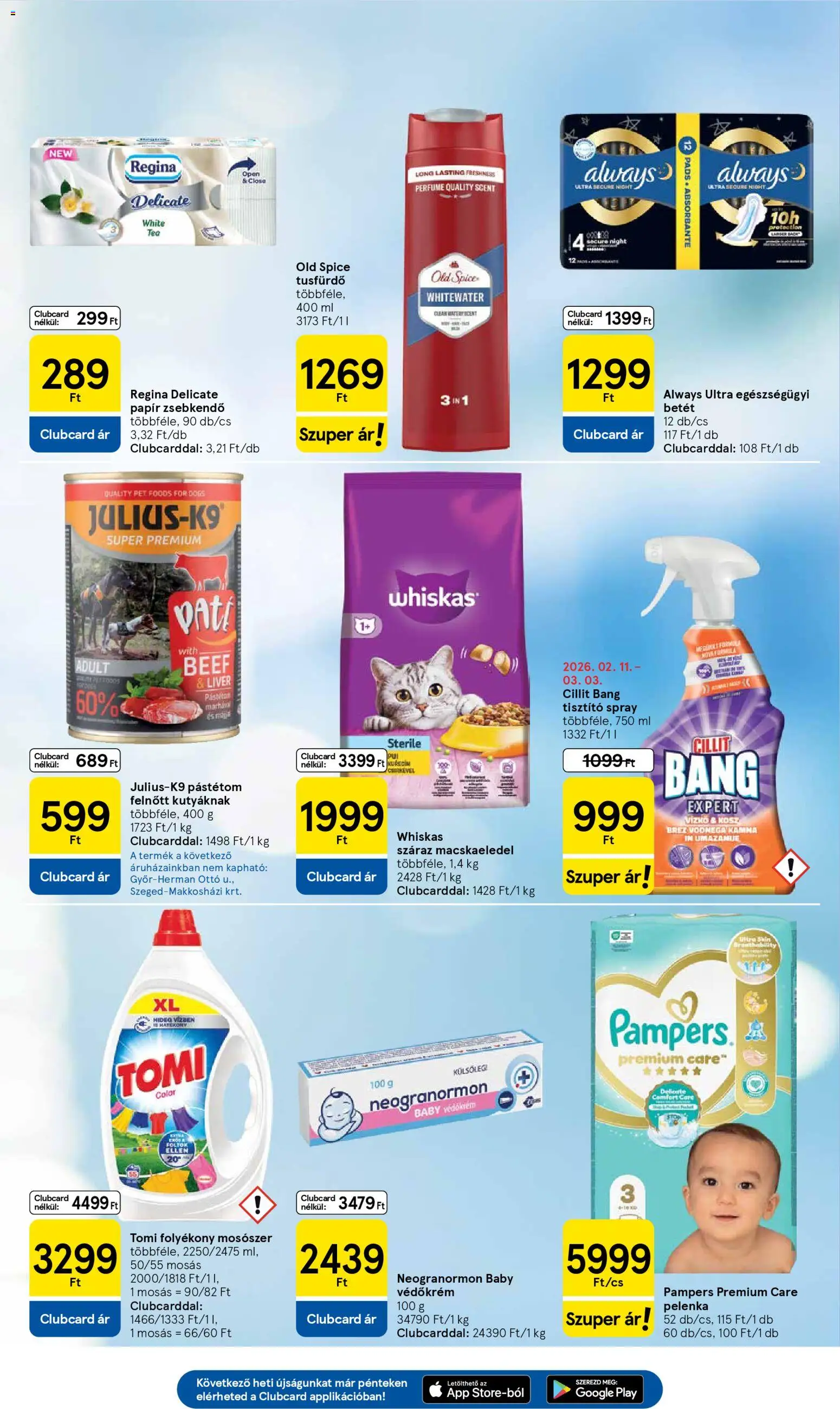 Tesco akciós ujság - amely érvényes a következő dátumtól: 26.02.2026 | Oldal: 7 | Termékek: Pampers, Pelenka, Pástétom, Mosószer