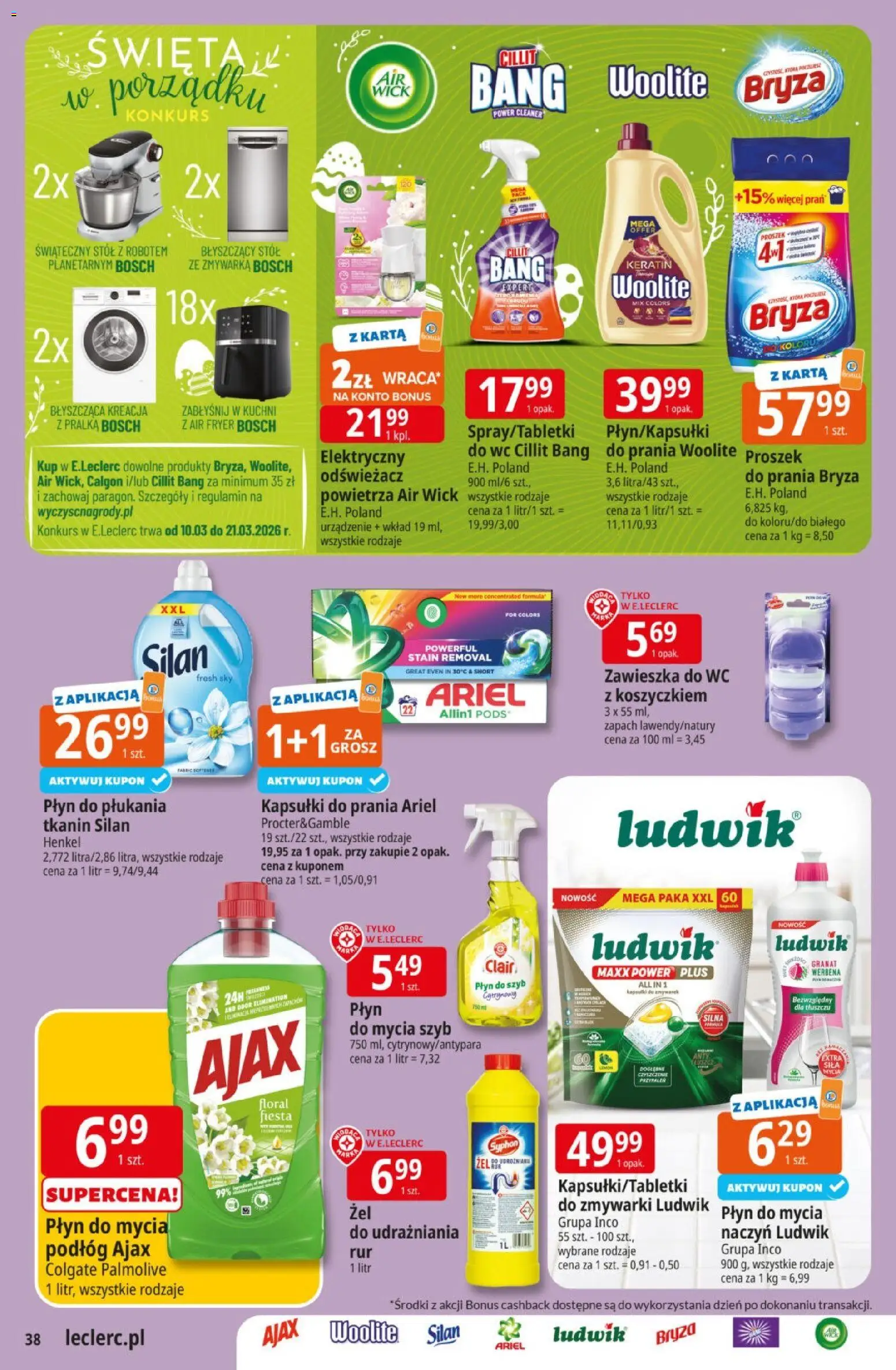 E.Leclerc gazetka od 10.03.2026 | Strona: 38 | Produkty: Karta, Calgon, Cleaner, Zapach