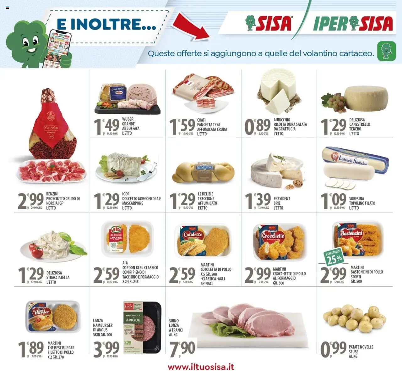 Volantino SISA del 16.07.2025 | Pagina: 18 | Prodotti: Suino, Formaggio, Crocchette, Ricotta