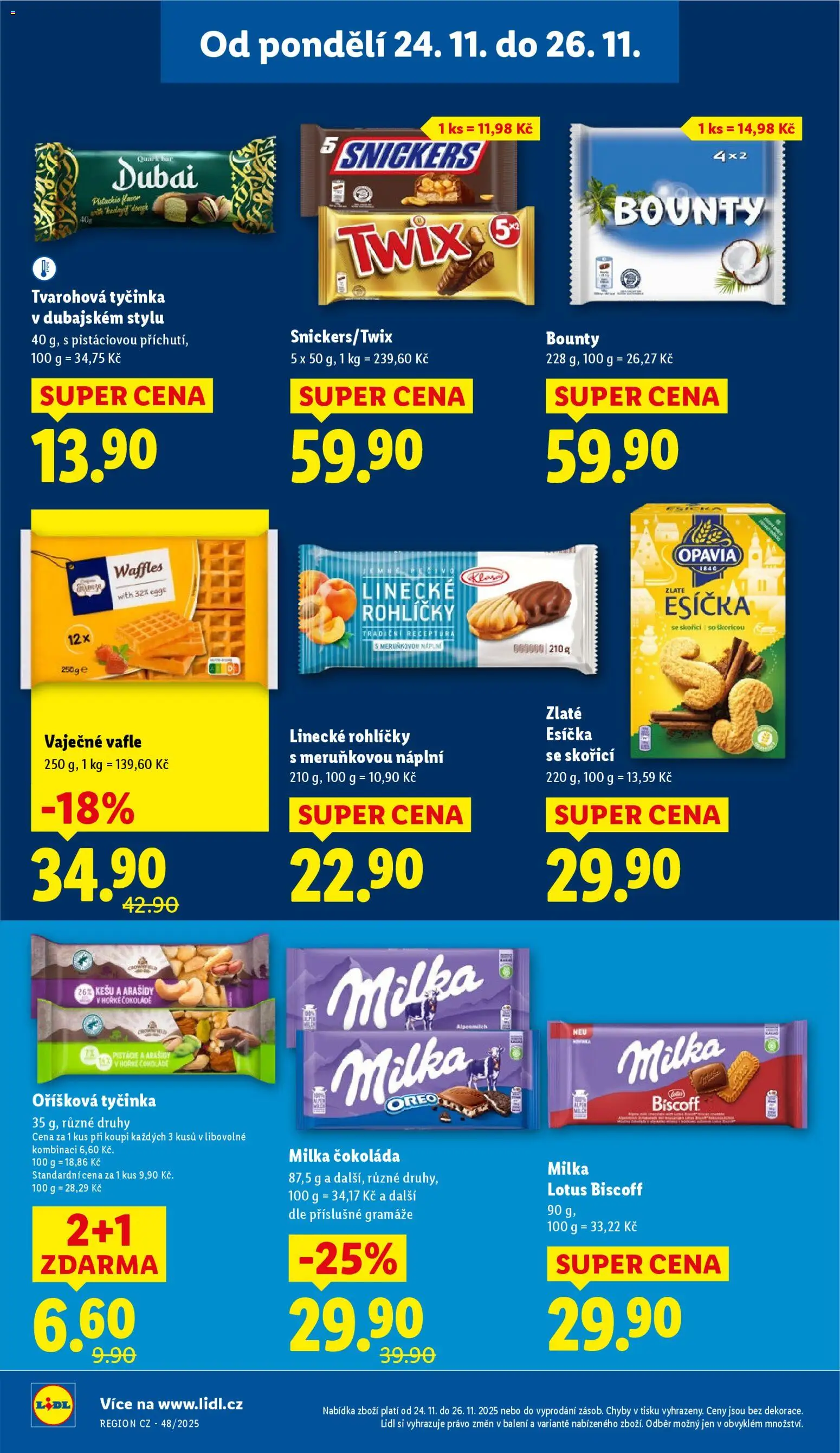 Lidl Black Friday od 24.11.2025 | Strana: 24 | Produkty: Twix, Lotus Biscoff, Linecké rohlíčky, Oreo