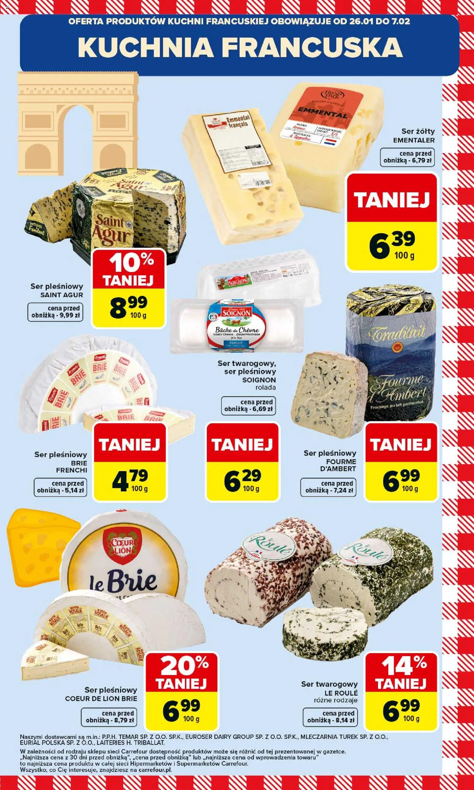 Carrefour Gazetka - Kuchnia Francuska od 26.01.2026 | Strona: 11 | Produkty: Ser żółty, Ser pleśniowy, Rolada, Ser