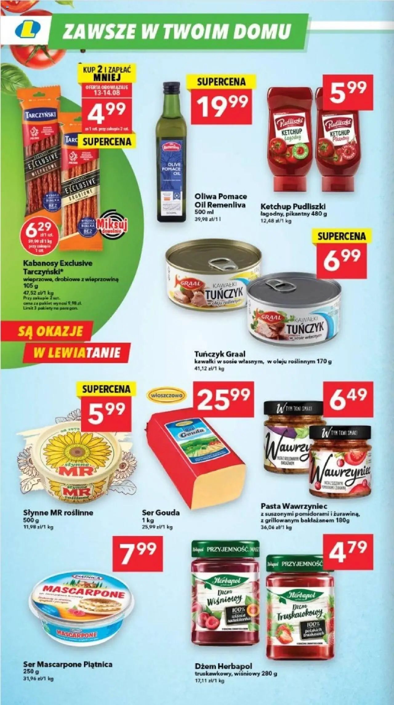 Lewiatan gazetka - Legnica od 13.08.2025 | Strona: 4 | Produkty: Ketchup pudliszki, Tuńczyk, Mascarpone, Dżem