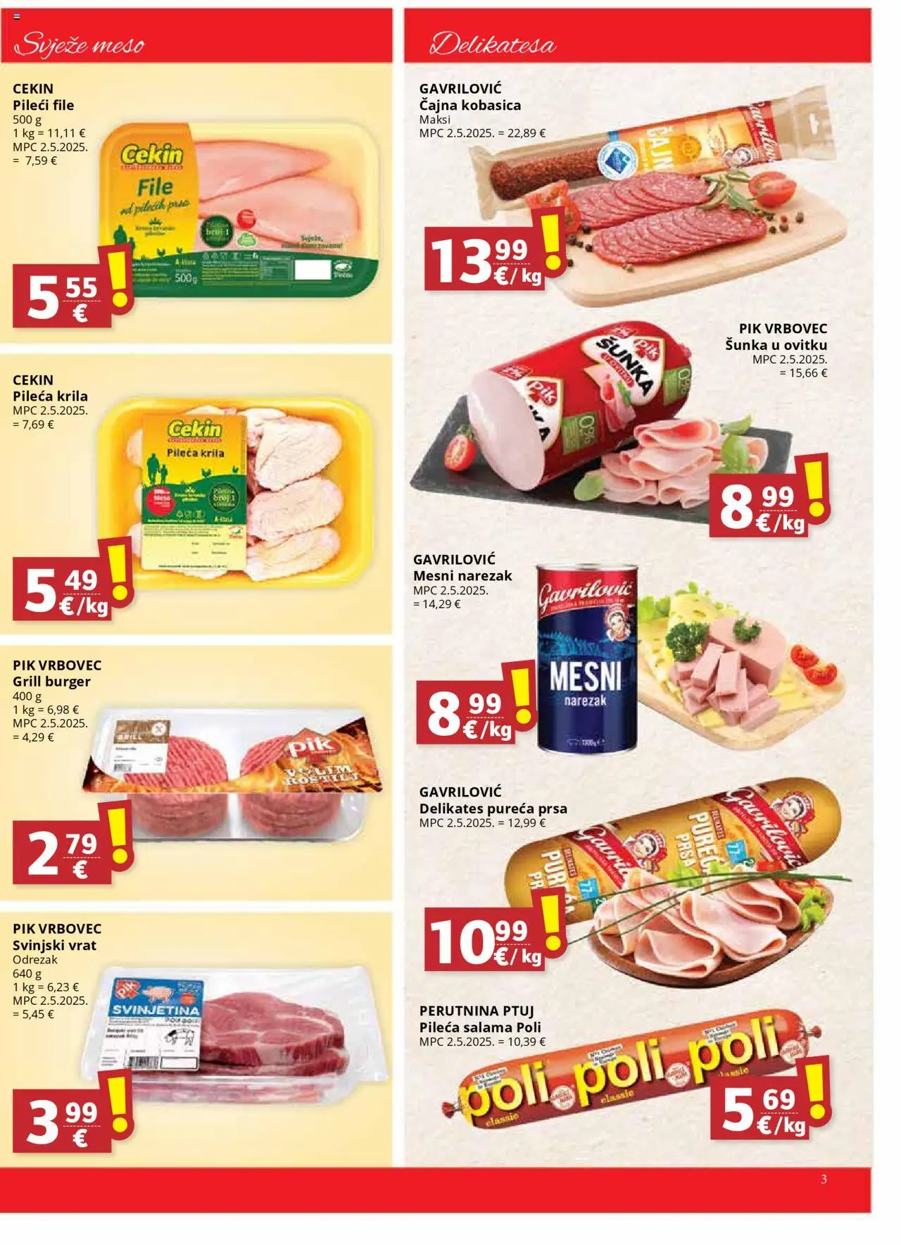 Ultra Gros katalog | vrijedi od 08.10.2025 | Stranica: 3 | Proizvodi: Pileći file, Salama, Kobasica, Pik Vrbovec