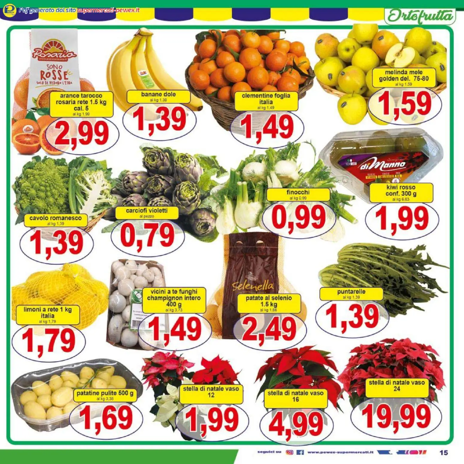 Volantino Pewex del 16.12.2025 | Pagina: 15 | Prodotti: Mele, Banane, Finocchi, Vaso