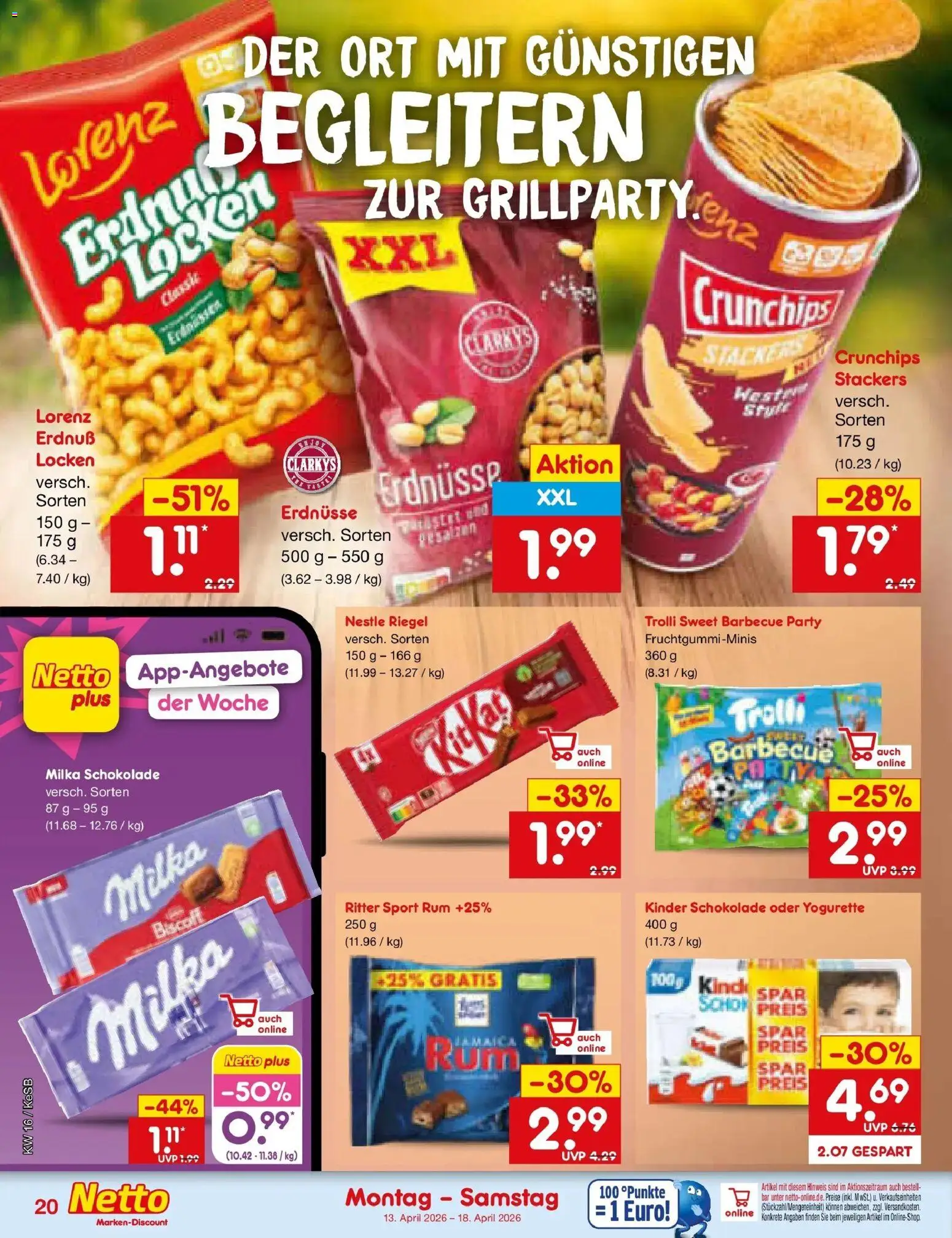Netto Marken-Discount Prospekt Bonn	 – gültig ab 13.04.2026 | Seite: 28 | Produkte: Yogurette, Schokolade, Milka schokolade, Ritter sport