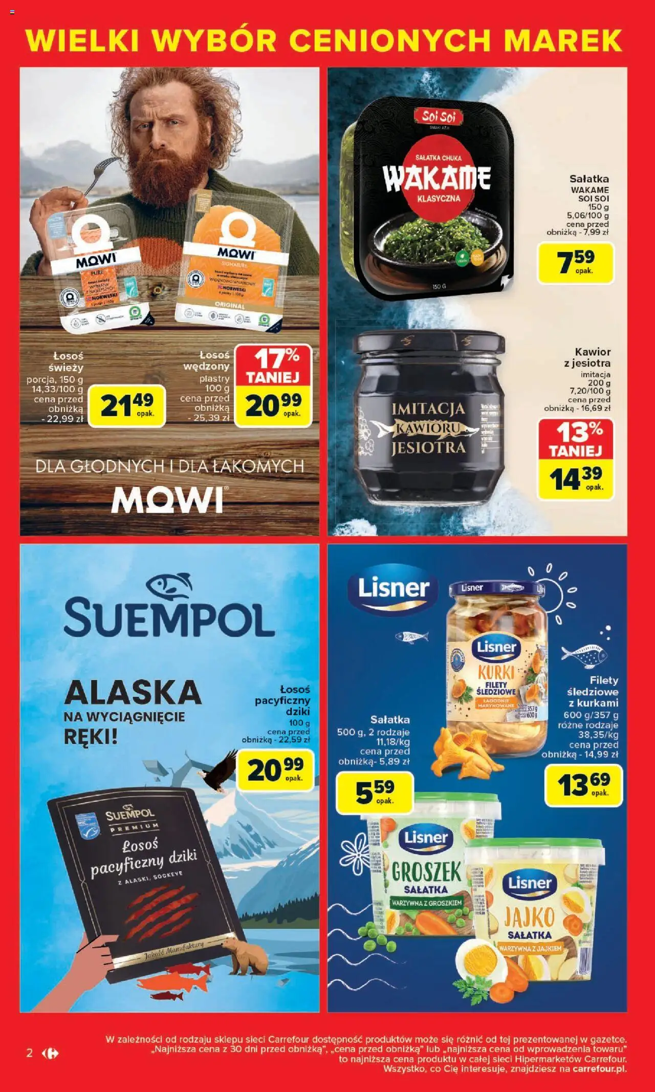 Carrefour Gazetka - Cenione marki, super ceny od 04.08.2025 | Strona: 2 | Produkty: Groszek, Łosoś, Sałatka, Kawior
