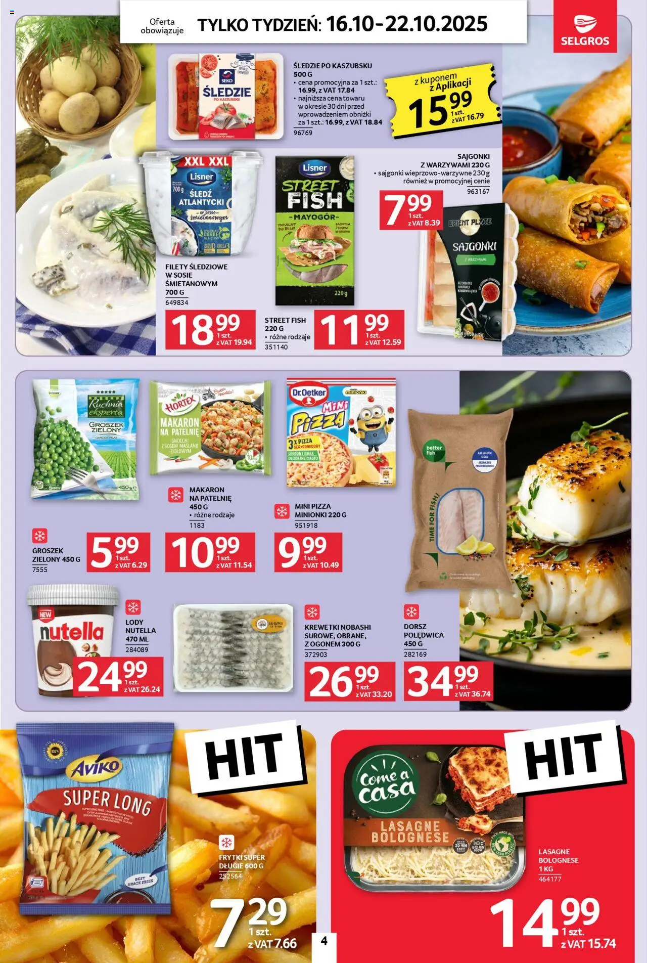 Selgros cash&carry Gazetka - Jeszcze więcej super promocji od 16.10.2025 | Strona: 4 | Produkty: Śledź, Nutella, Sajgonki, Lasagne bolognese
