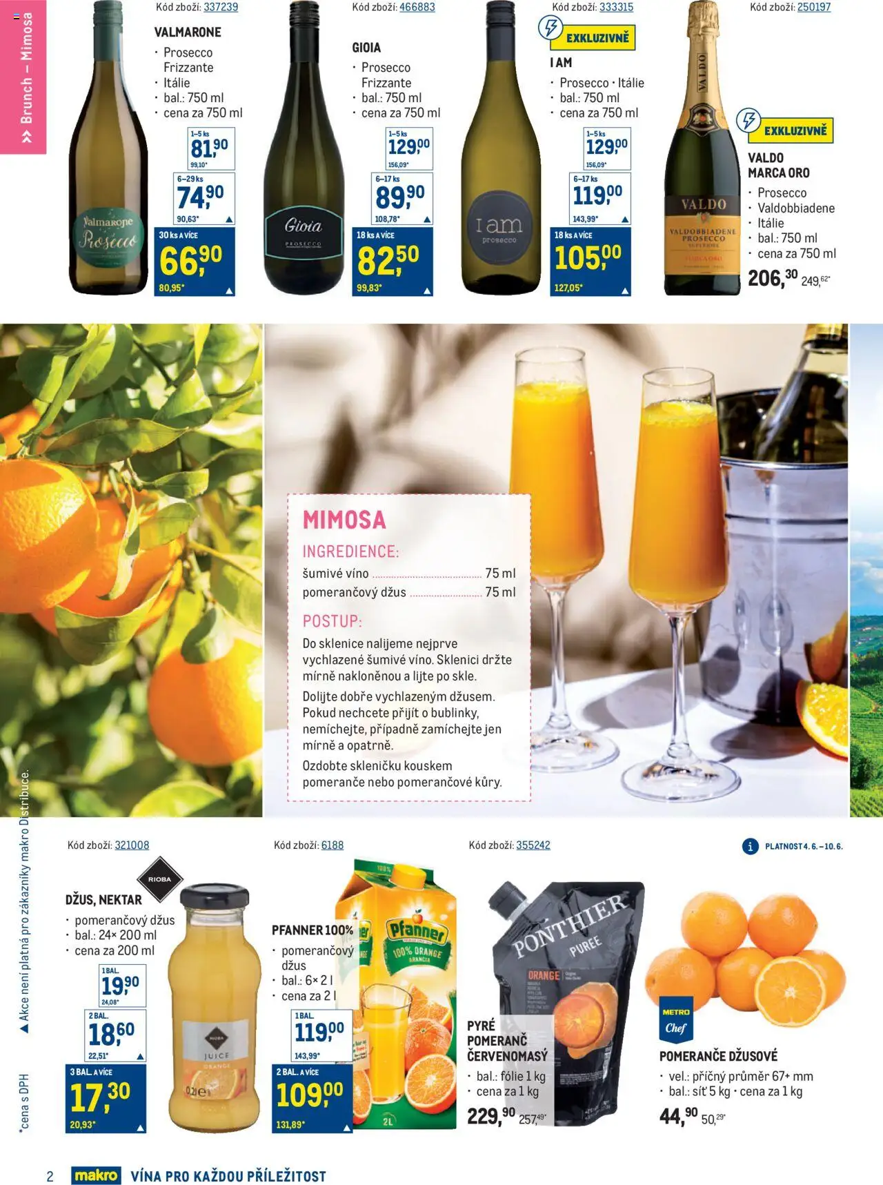 Makro leták  - Letní vína od 04.06.2025 | Strana: 2 | Produkty: Šumivé víno, Džus, Pomerančový džus, Sklenice