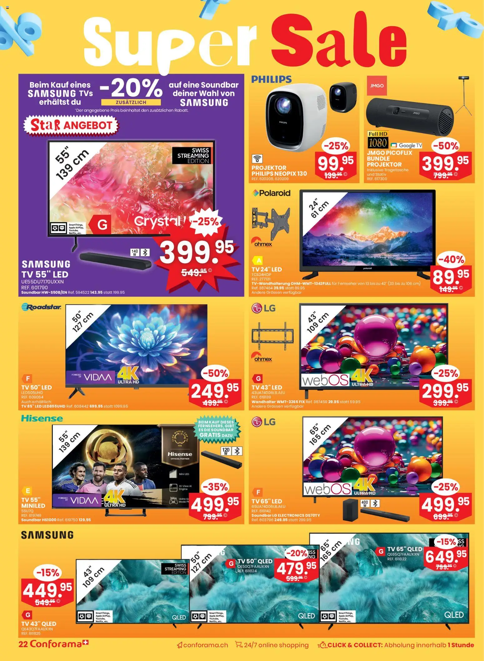 Conforama Aktionen Super Sale – gültig ab 17.12.2025 | Seite: 22 | Produkte: Samsung, Stativ, LG, Hisense