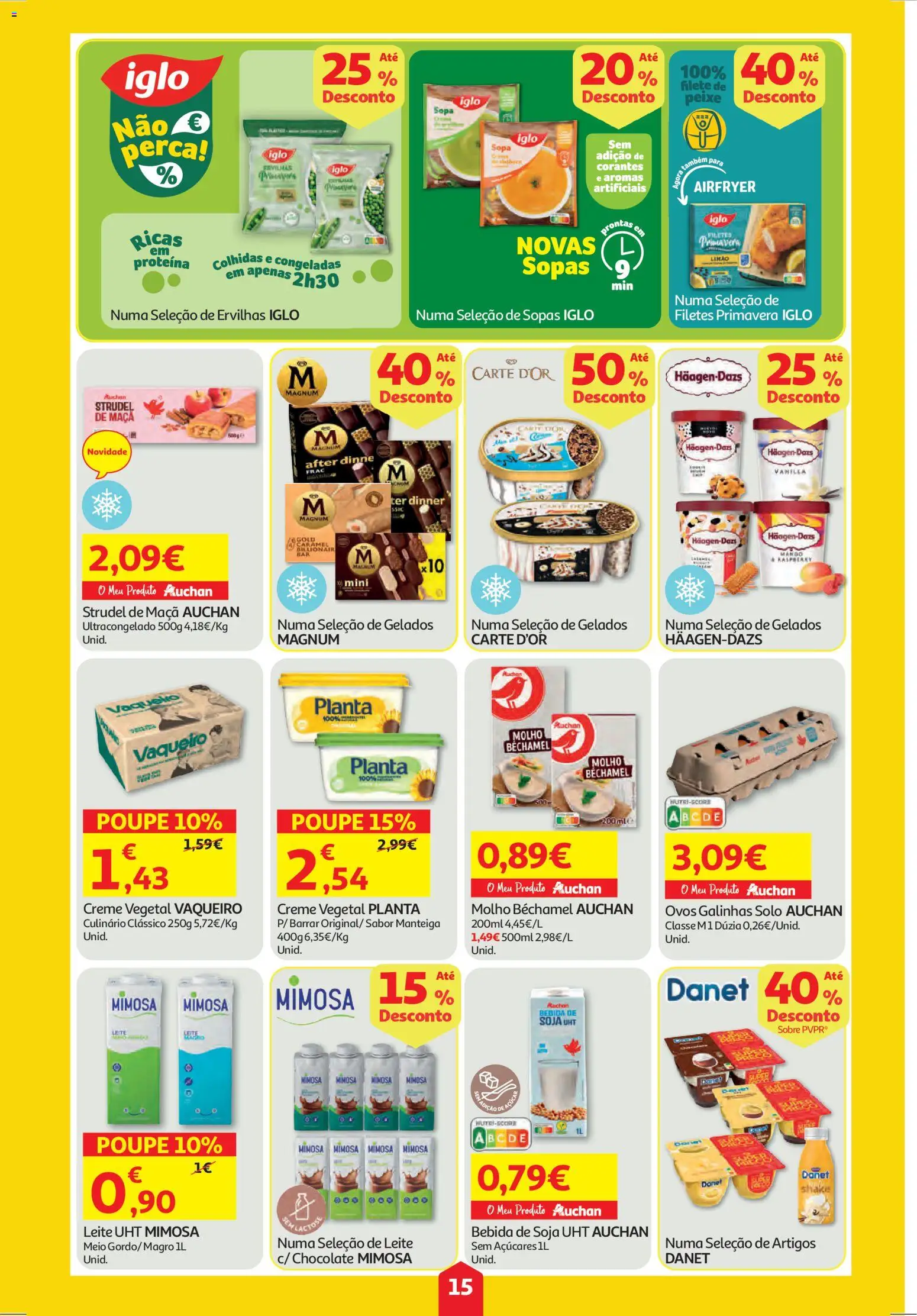 Auchan folheto │ válido de 30.10.2025 | Página: 15 | Produtos: Soja, Ovos, Maça, Creme