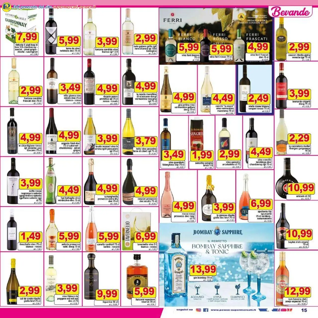 Volantino Pewex del 06.08.2025 | Pagina: 15 | Prodotti: Prosecco, Acqua, Vino, Pecorino