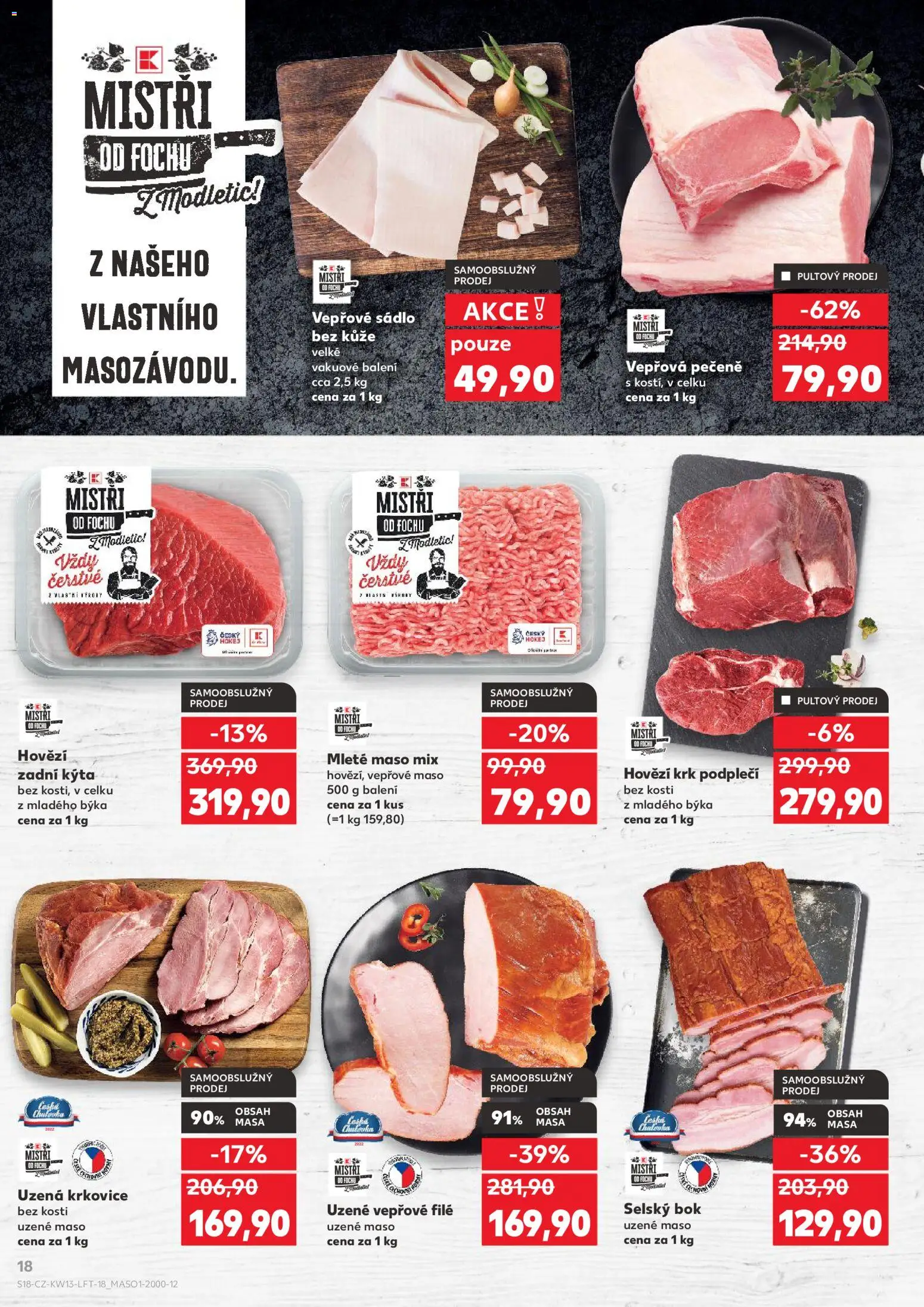Kaufland leták - Brno od 25.03.2026 | Strana: 18 | Produkty: Sádlo, Hovězí, Vepřové maso, Uzená krkovice