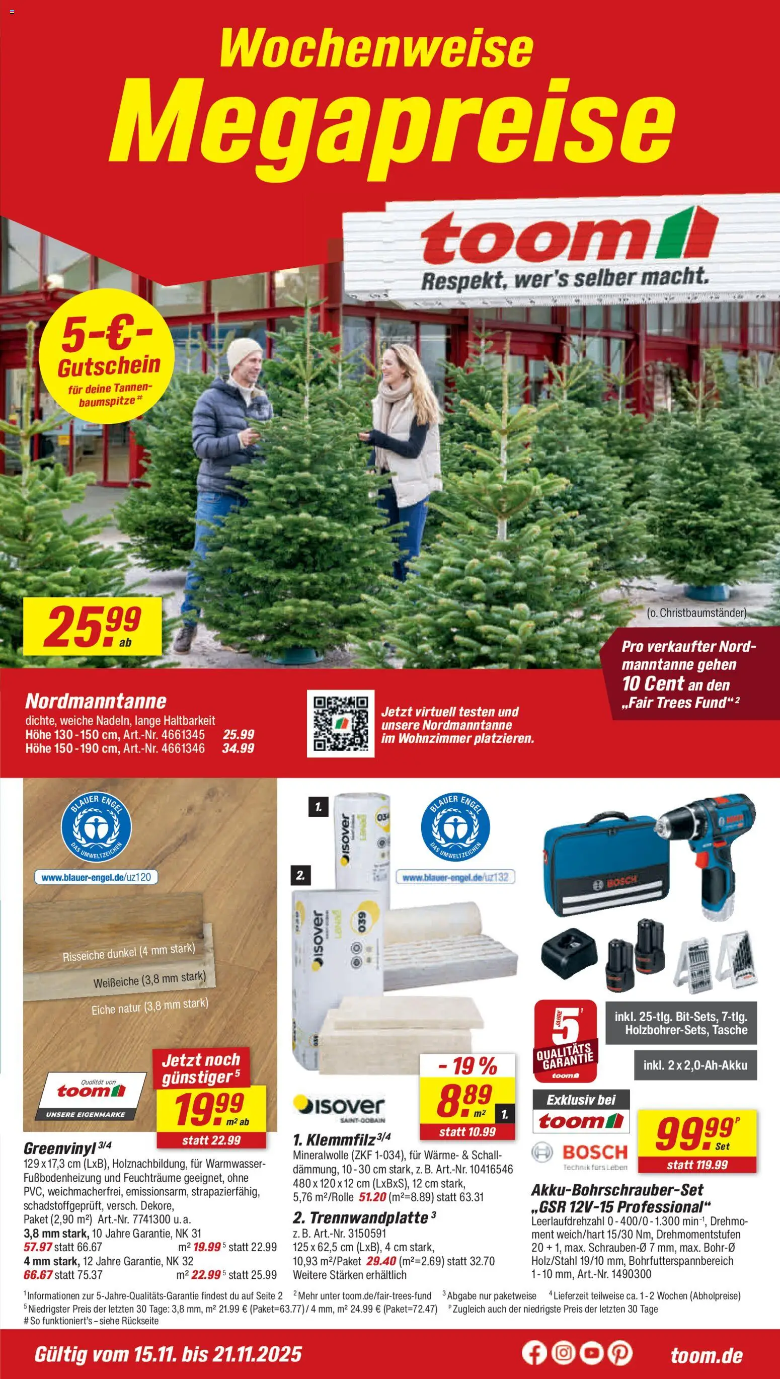 Toom Baumarkt Prospekt 	 – gültig ab 15.11.2025 | Seite: 1 | Produkte: Bosch, Tasche