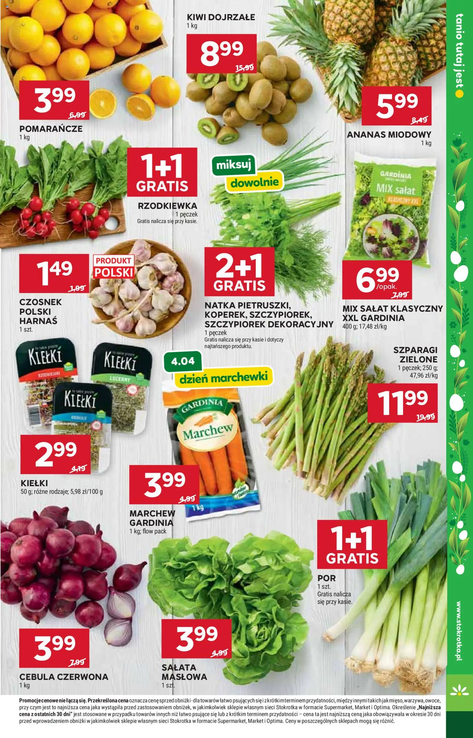 Stokrotka gazetka - Market od 02.04.2026 | Strona: 11 | Produkty: Czosnek, Szparagi, Mix sałat, Pomarańcze