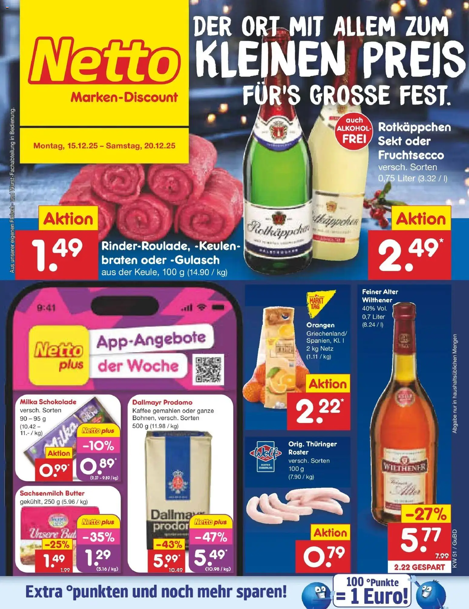 Netto Marken-Discount prospekt Augustusburg	 – gültig ab 15.12.2025 | Seite: 1 | Produkte: Butter, Fruchtsecco, Dallmayr, Dallmayr prodomo