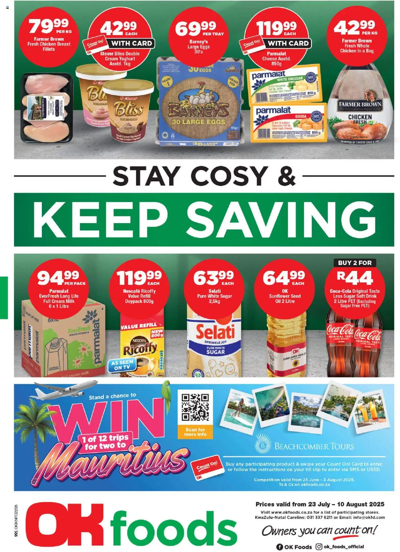 OK Foods KwaZulu-Natal - Specials │ valid from 23.07.2025 | Page: 1 | Products: Tray, Cheese, Oil, Cream