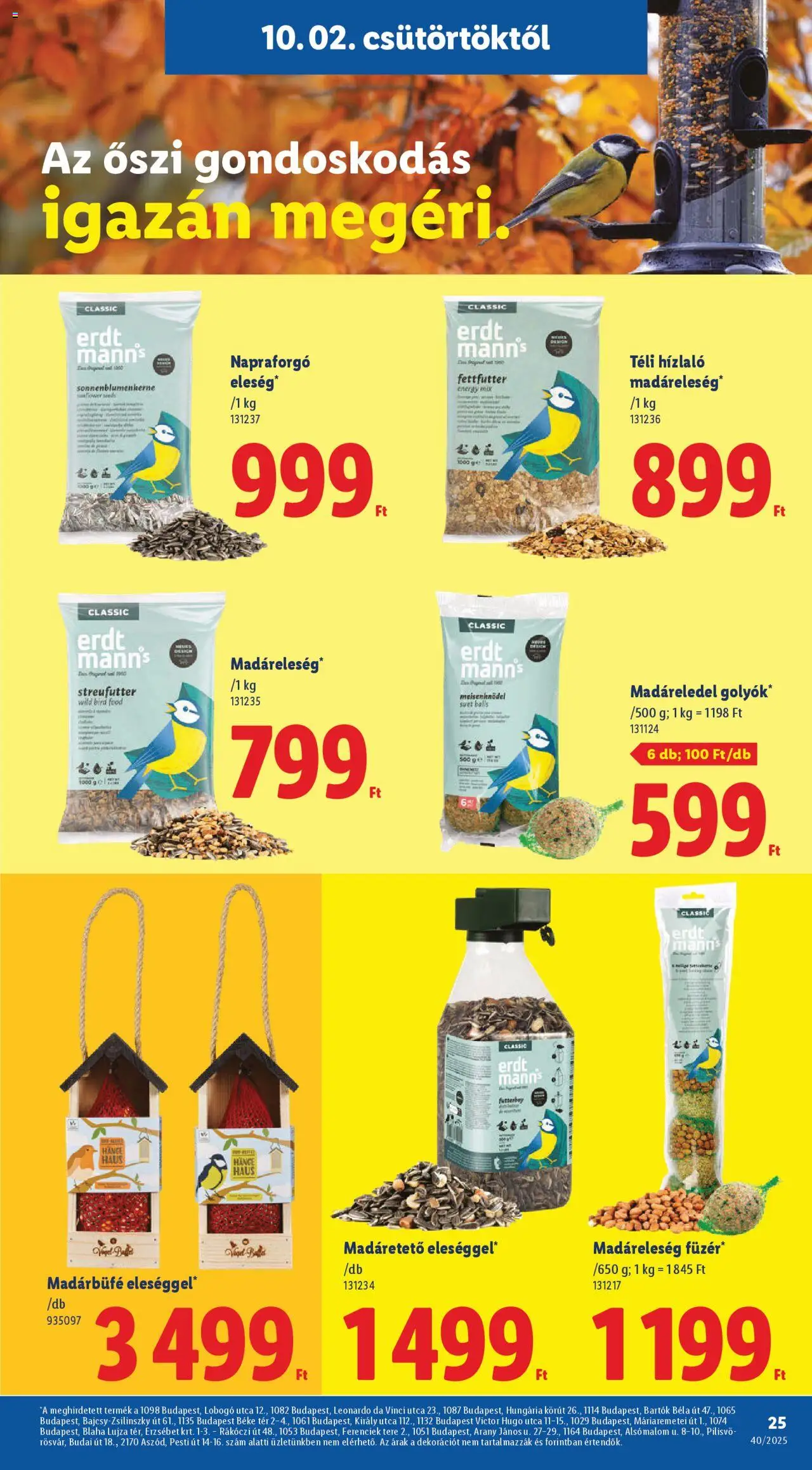 Lidl akciós ujság - amely érvényes a következő dátumtól: 02.10.2025 | Oldal: 25 | Termékek: Sál, Madáretető