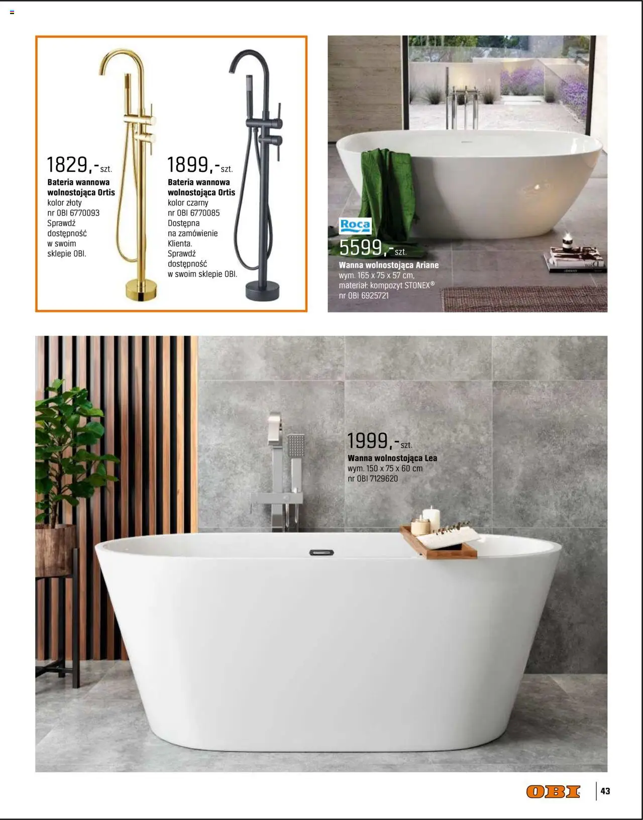 OBI Gazetka - Kuchnia Łazienka Salon od 20.08.2025 | Strona: 43 | Produkty: Bateria