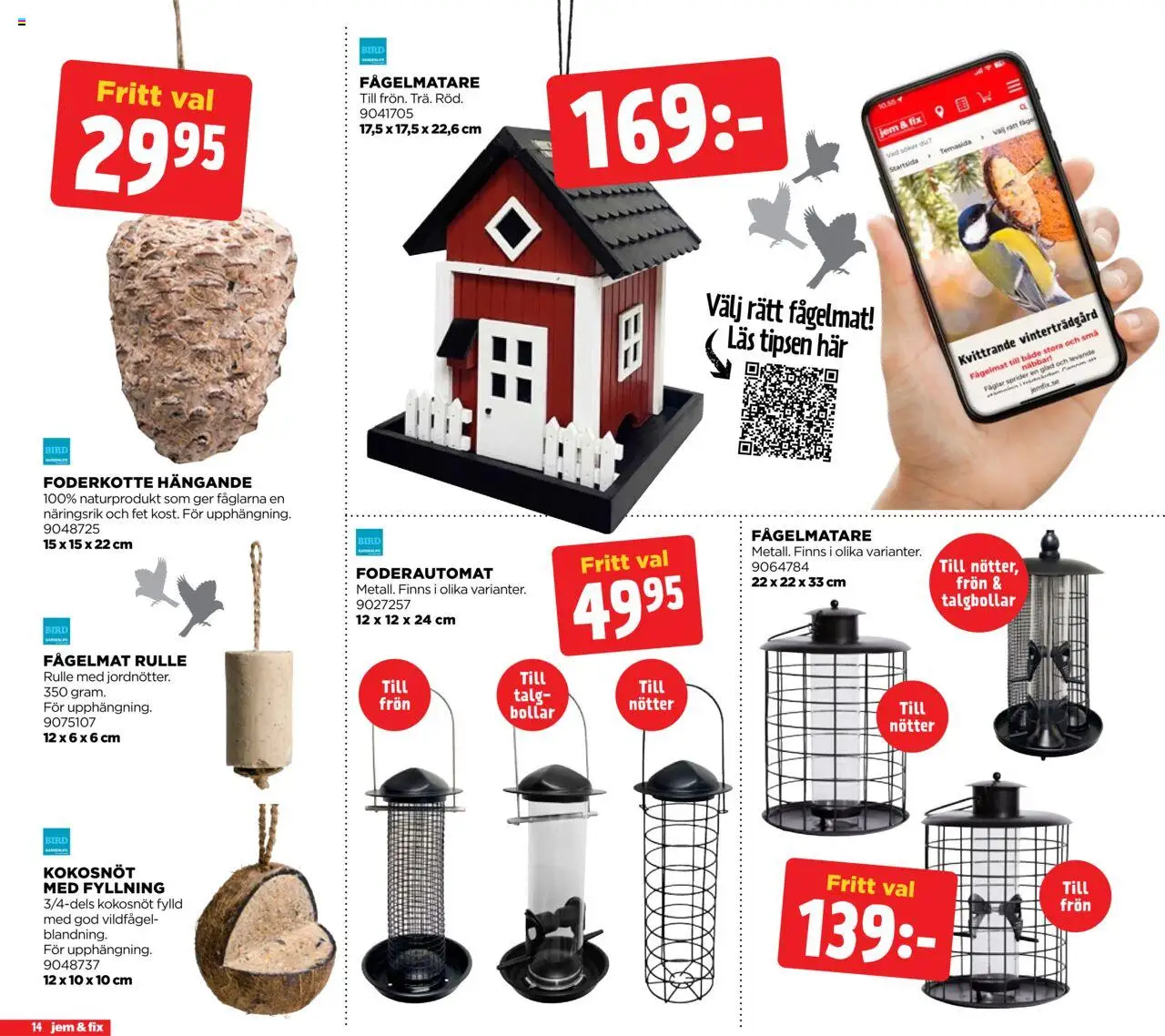 Jem & Fix reklamblad aktuell från 20.10.2025 | Sida: 14 | Produkter: Fågelmat, Fågelmatare, Nötter