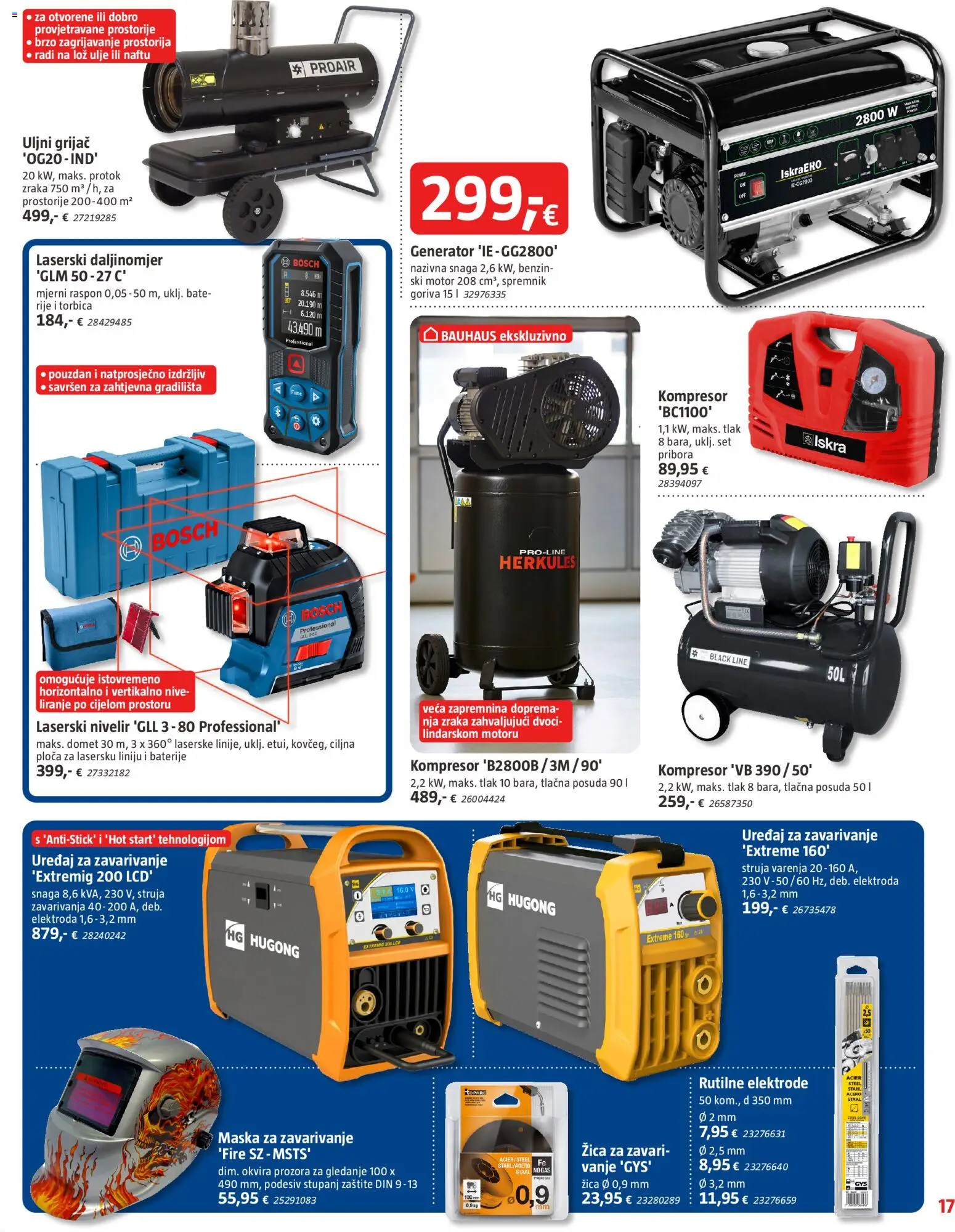 Bauhaus katalog | vrijedi od 01.01.2026 | Stranica: 17 | Proizvodi: Maska, Laserski daljinomjer, Baterije, Torbica