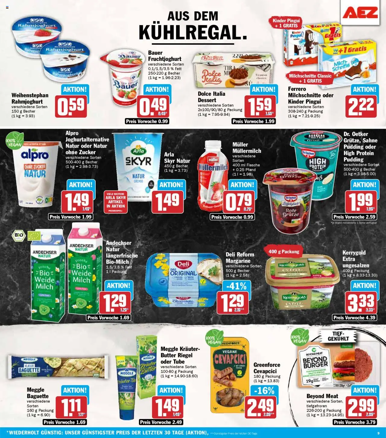 AEZ - Prospekt – gültig ab 08.09.2025 | Seite: 9 | Produkte: Baguette, Arla skyr, Müllermilch, Sahne