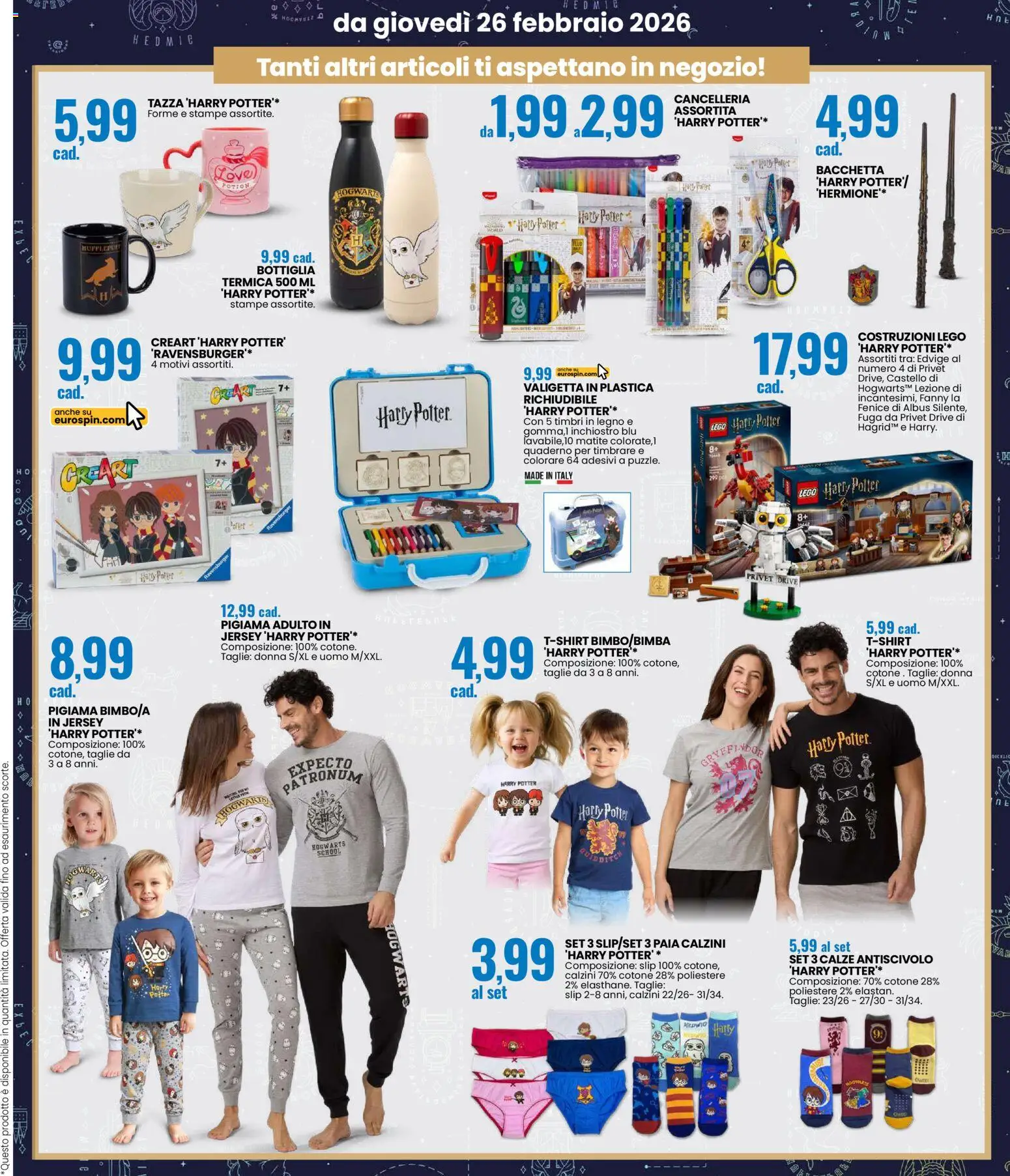 Volantino Eurospin del 26.02.2026 | Pagina: 3 | Prodotti: Calzini, Pigiama, Slip, Valigetta