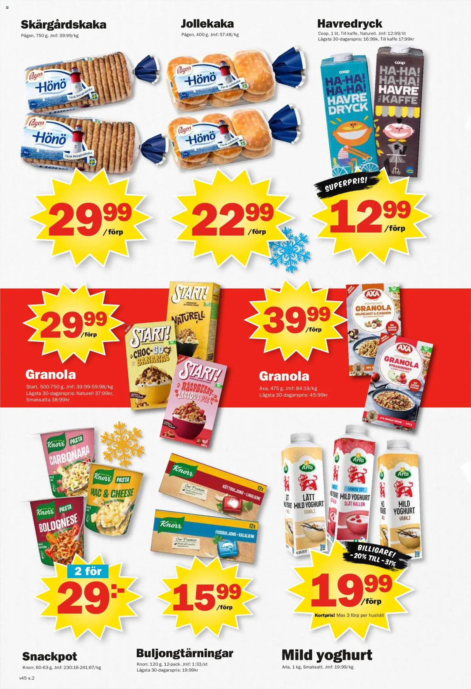 Pekås reklamblad aktuell från 03.11.2025 | Sida: 2 | Produkter: Fiskbuljong, Havredryck, Granola, Hallon