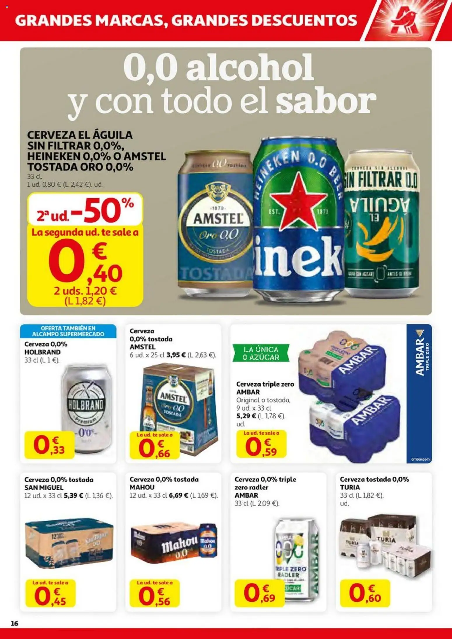 Alcampo - HG Pio XII Unificado  │ válido desde el 23.10.2025 | Página: 16 | Productos: Cerveza, Té, Σπανάκι