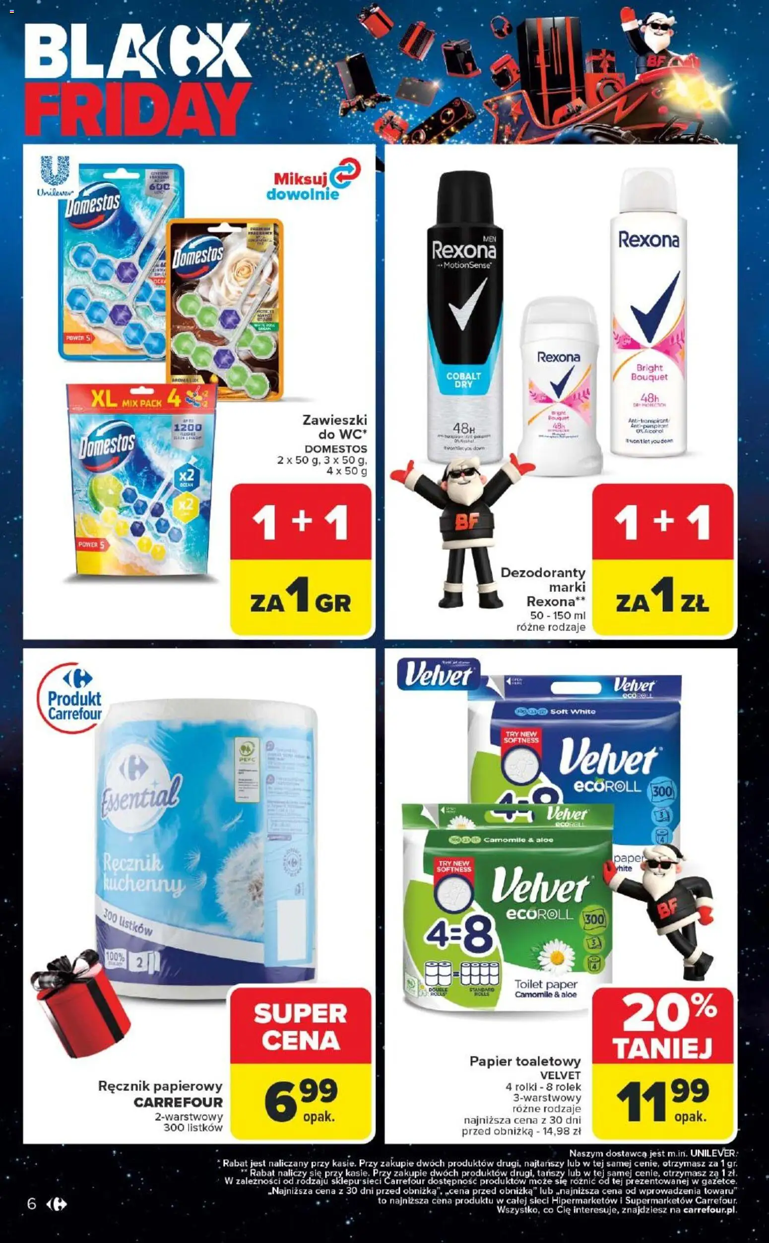 Carrefour Black Friday od 27.11.2025 | Strona: 6 | Produkty: Papier toaletowy, Rolki, Domestos, Ręcznik papierowy