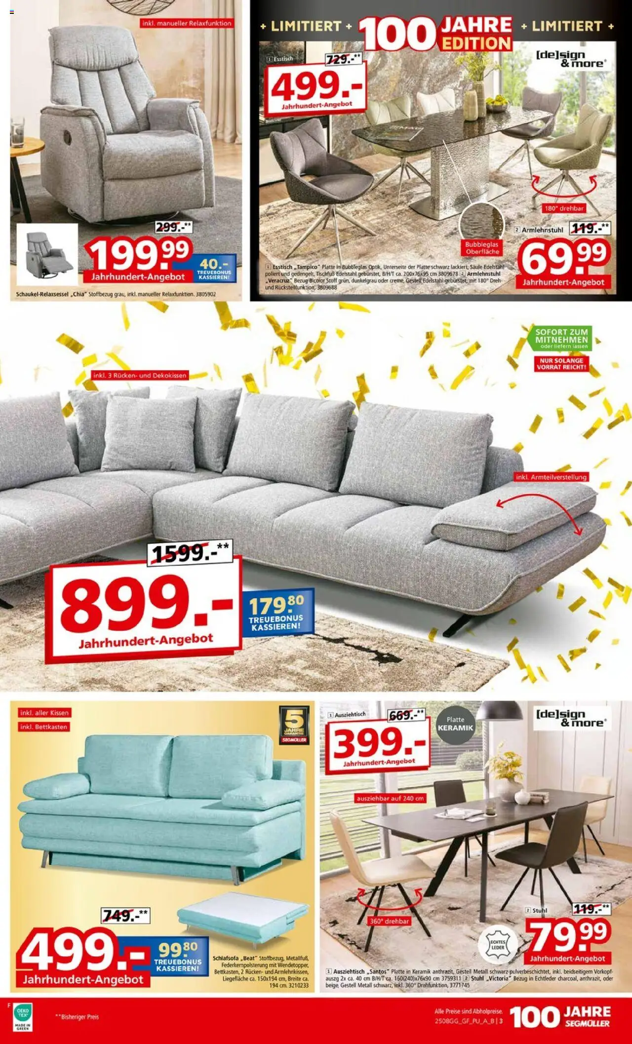 Segmüller Prospekt 	 - gültig ab dem 02.08.2025 | Seite: 3 | Produkte: Schlafsofa, Esstisch, Kissen, Stuhl