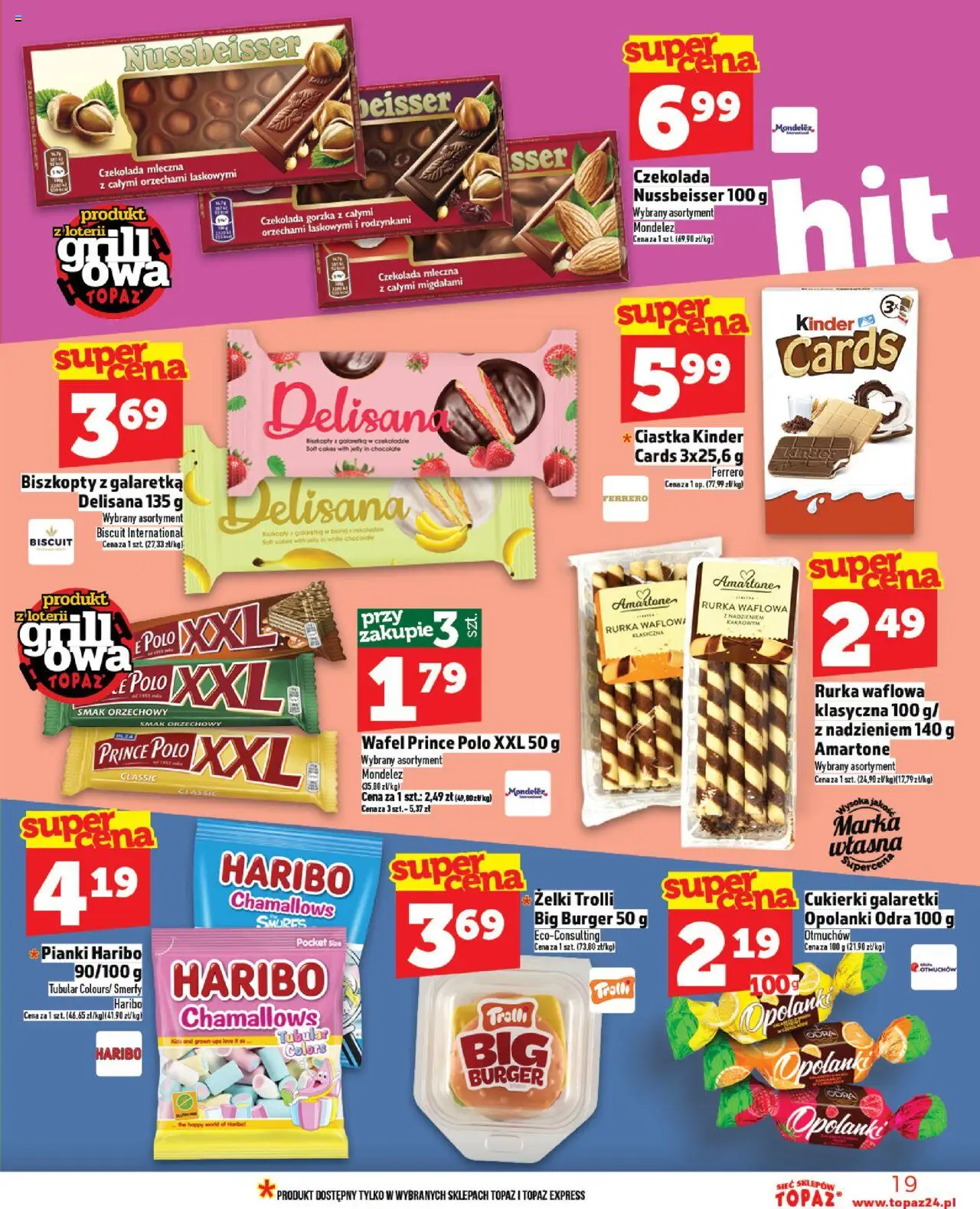 Topaz Gazetka MAZ od 05.06.2025 | Strona: 19 | Produkty: Czekolada mleczna, Żelki, Czekolada, Cukierki galaretki
