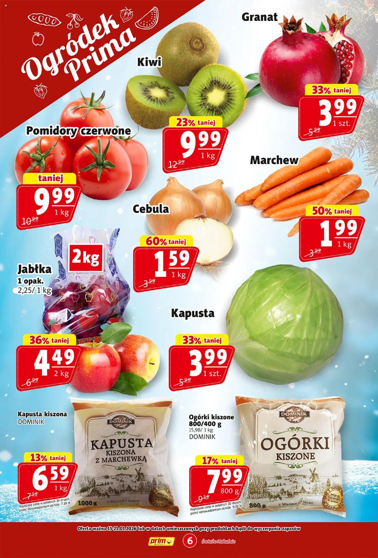 Prim Market Gazetka od 15.01.2026 | Strona: 6 | Produkty: Pomidory, Kiwi, Marchewka, Ogórki