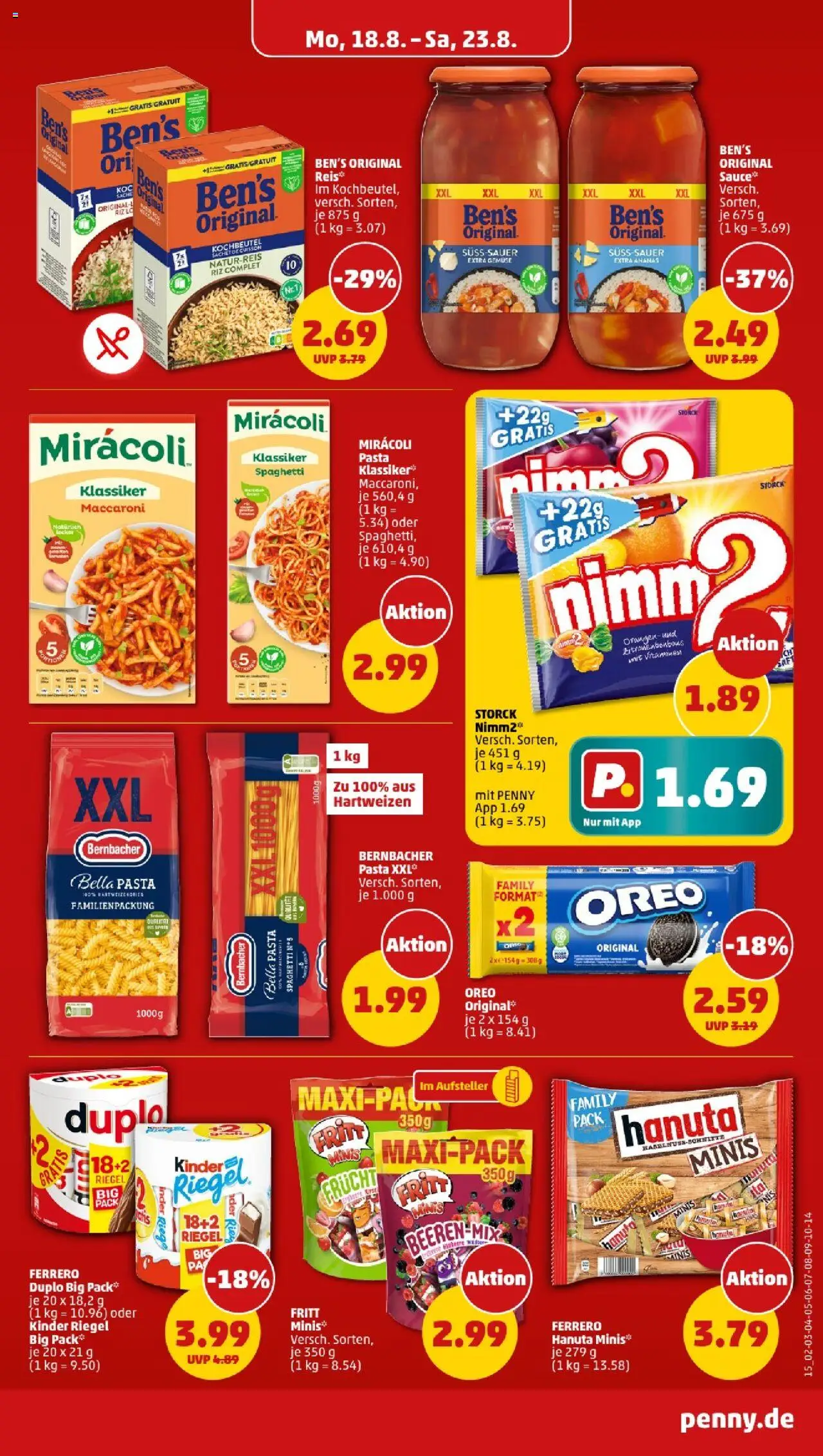 Penny - Niedersachsen - gültig ab dem 18.08.2025 | Seite: 11 | Produkte: Ananas, Kinder riegel, Gemüse, Pasta