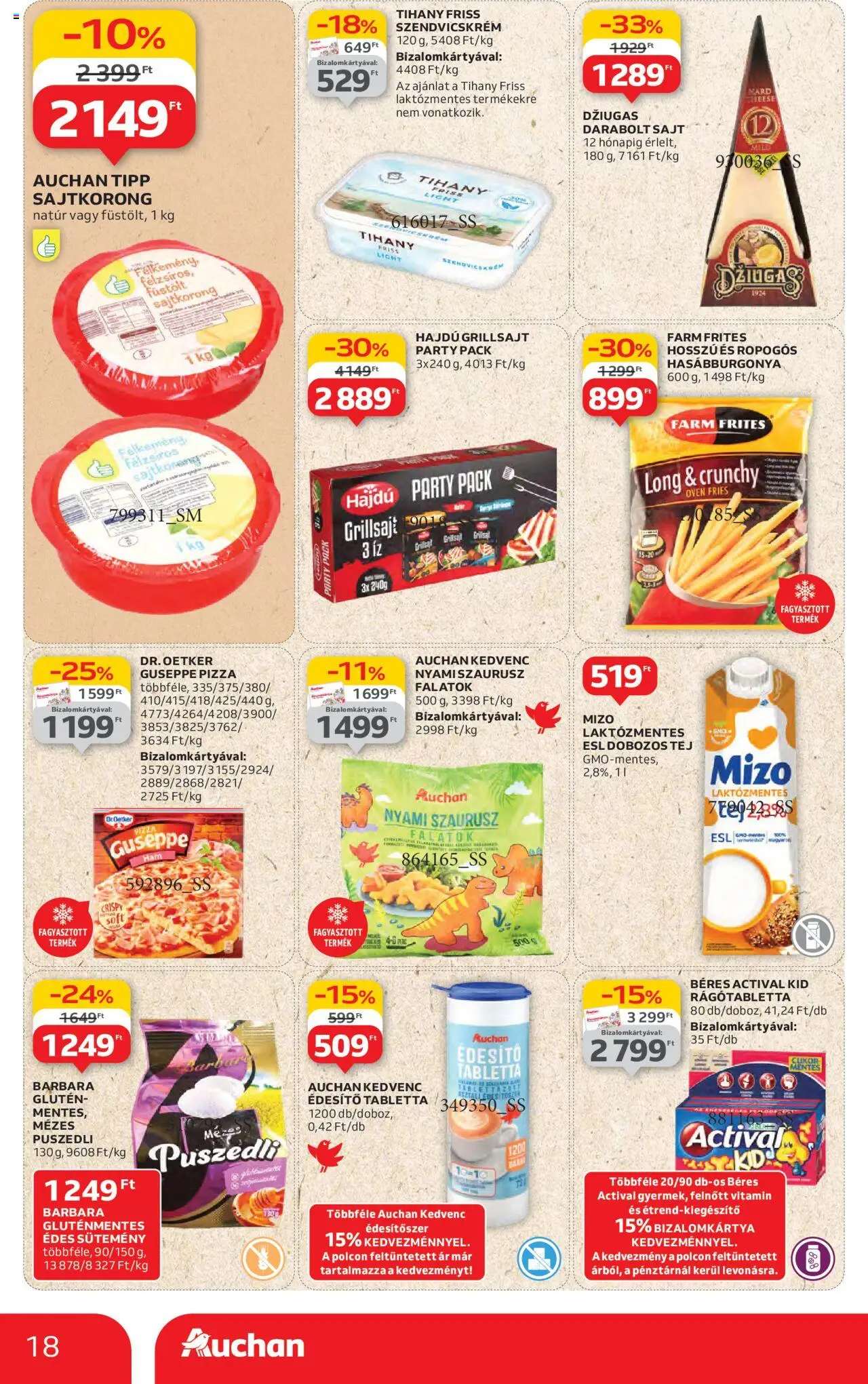 Auchan akciós ujság - amely érvényes a következő dátumtól: 19.06.2025 | Oldal: 18 | Termékek: Nuggets, Sajt, Gluténmentes, Cukor