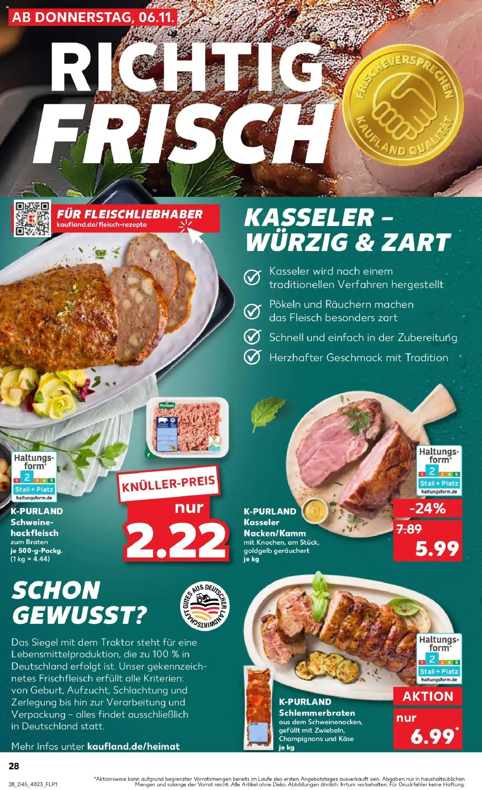 Kaufland prospekt Luckenwalde	 – gültig ab 10.11.2025 | Seite: 28 | Produkte: Käse, Champignons, Fleisch, Hackfleisch