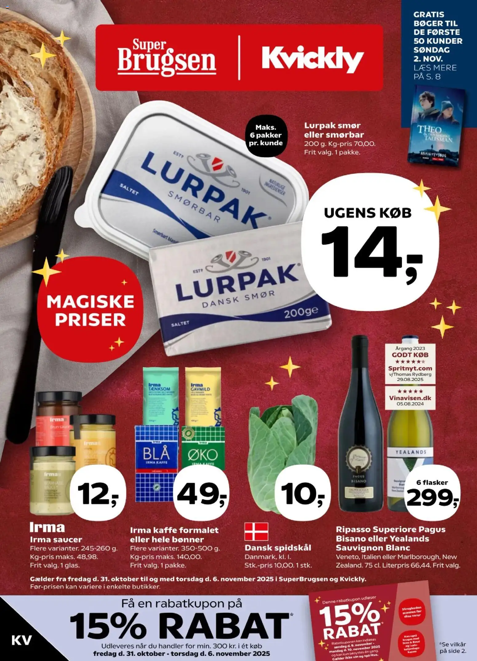 Kvickly tilbudsavis – gyldig fra 31.10.2025 | Side: 1 | Produkter: Smør, Kaffe, Bønner, Spidskål