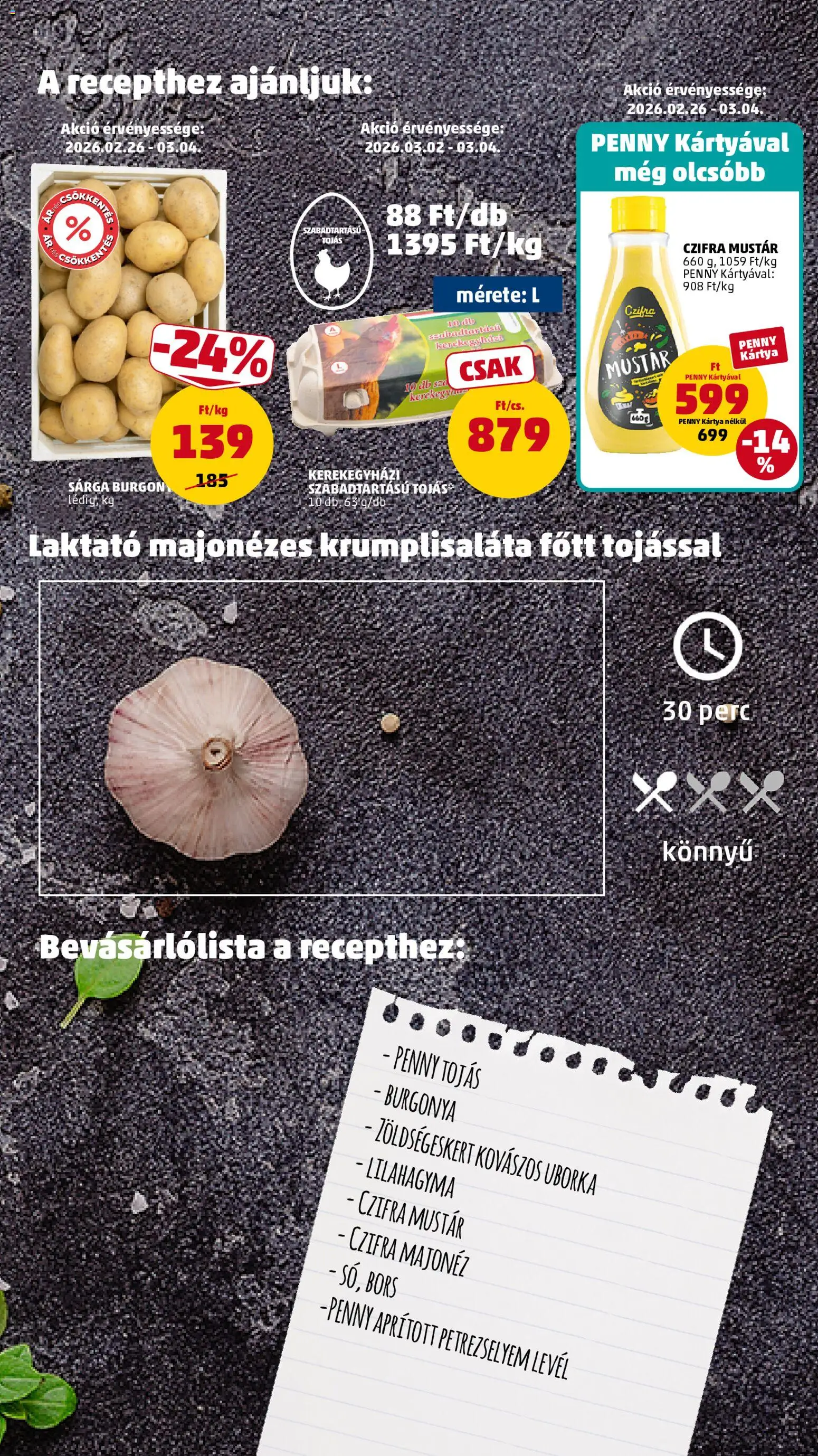 PENNY akciós ujság - amely érvényes a következő dátumtól: 26.02.2026 | Oldal: 13 | Termékek: Petrezselyem, Tojás, Uborka, Majonéz