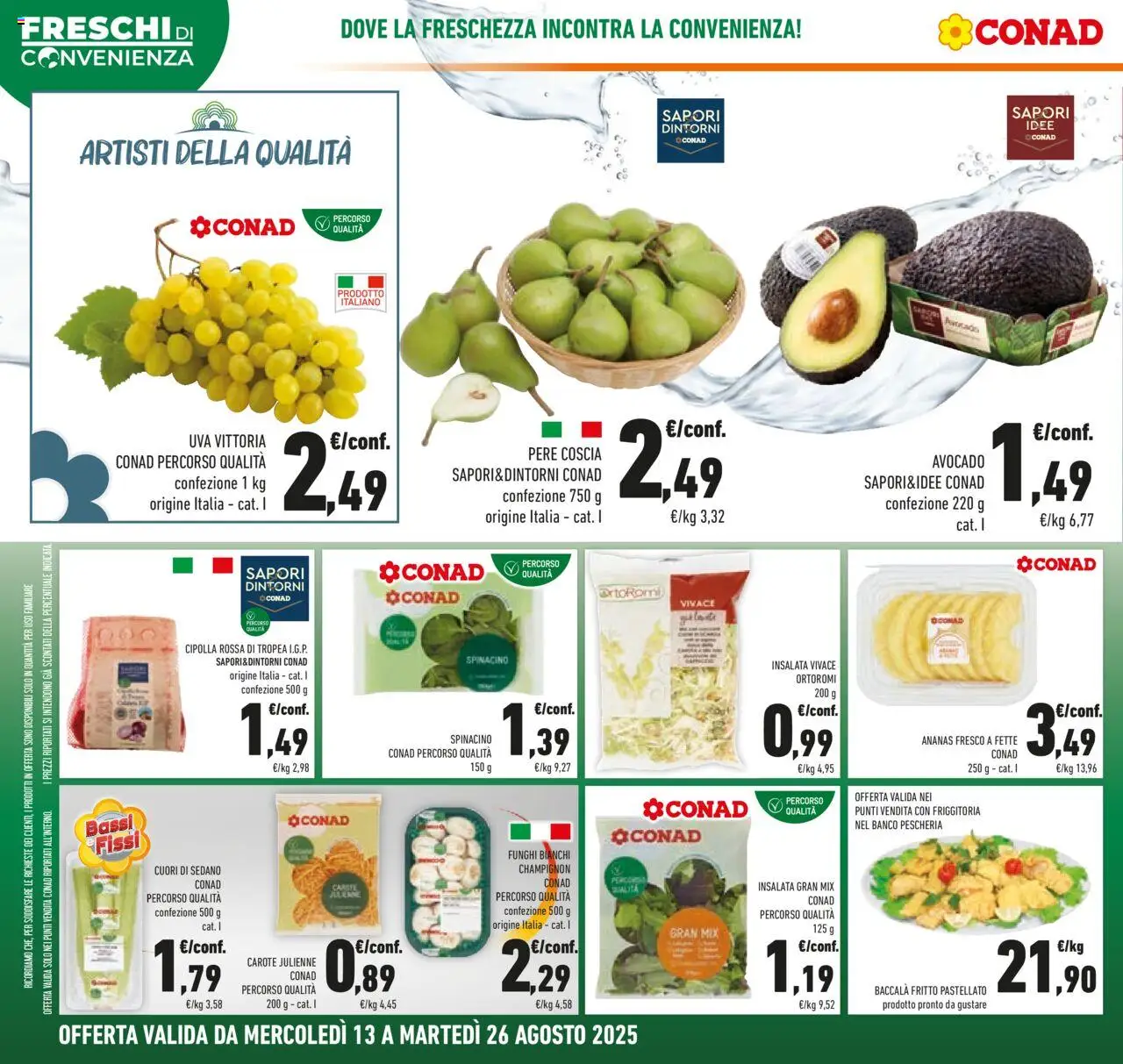 Volantino Conad del 13.08.2025 | Pagina: 4 | Prodotti: Insalata, Avocado, Ananas, Funghi