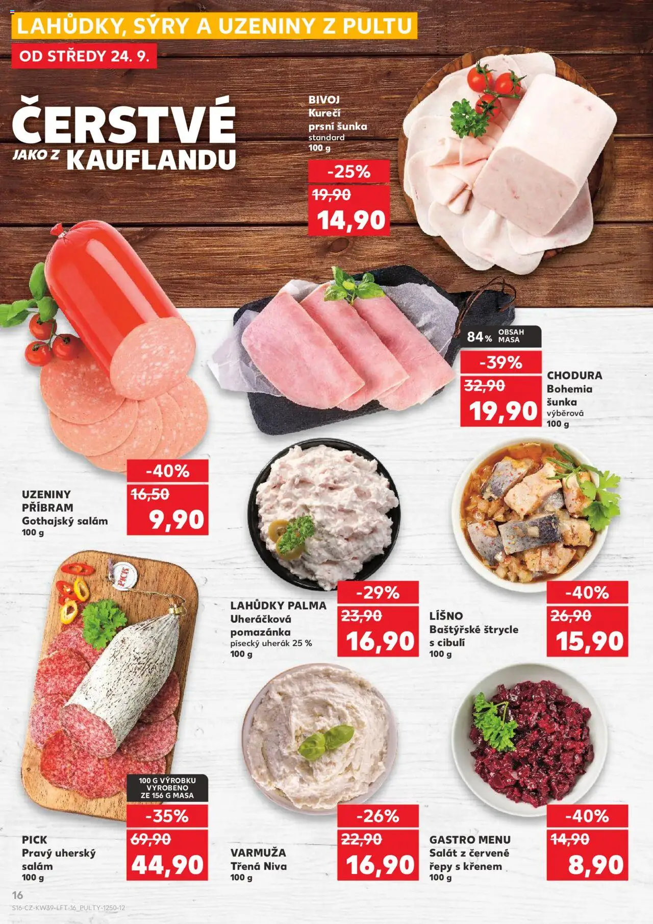 Kaufland leták od 24.09.2025 | Strana: 16 | Produkty: Uherák, Salát, Řepy, Sýry