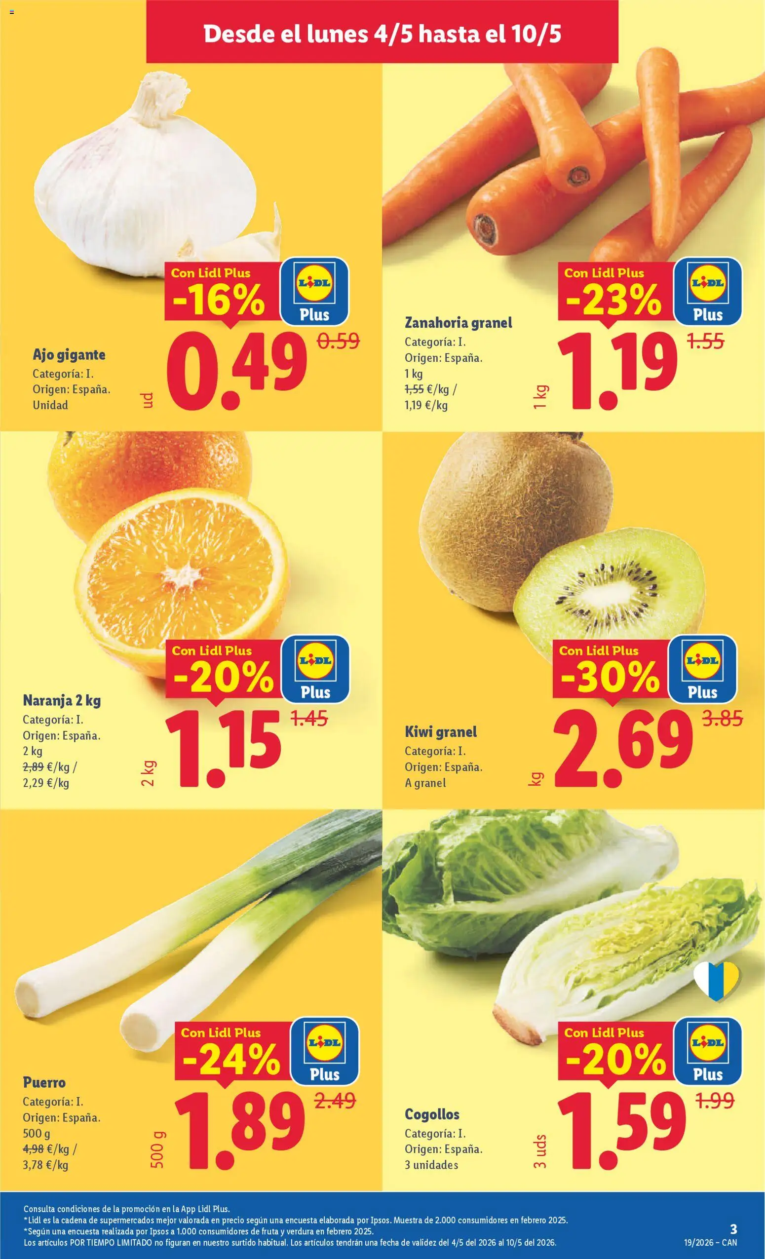 Lidl folleto │ válido desde el 04.05.2026 | Página: 3 | Productos: Kiwi, Zanahoria