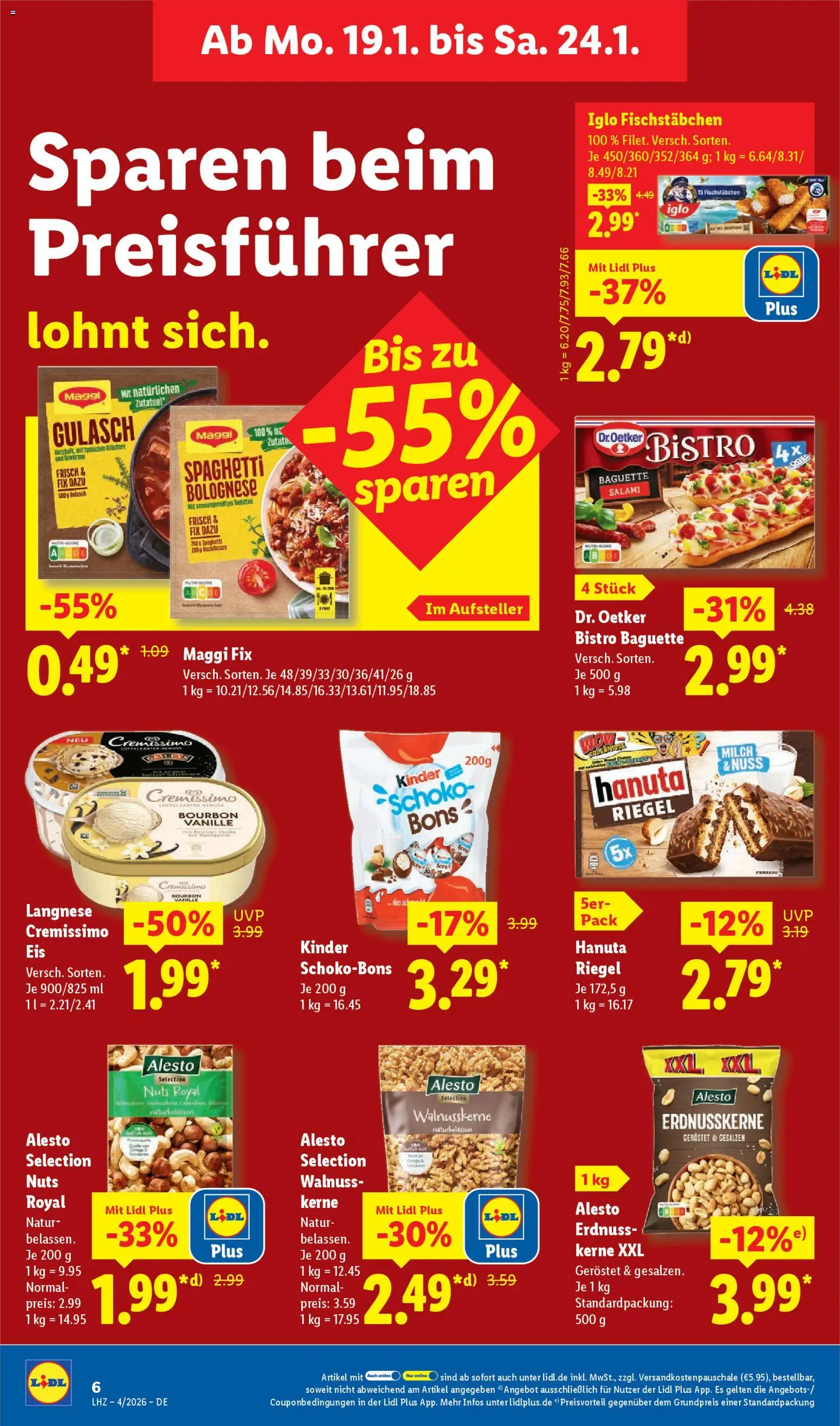 Lidl Prospekt Zossen – gültig ab 19.01.2026 | Seite: 12 | Produkte: Langnese, Iglo, Bourbon, Hackfleisch