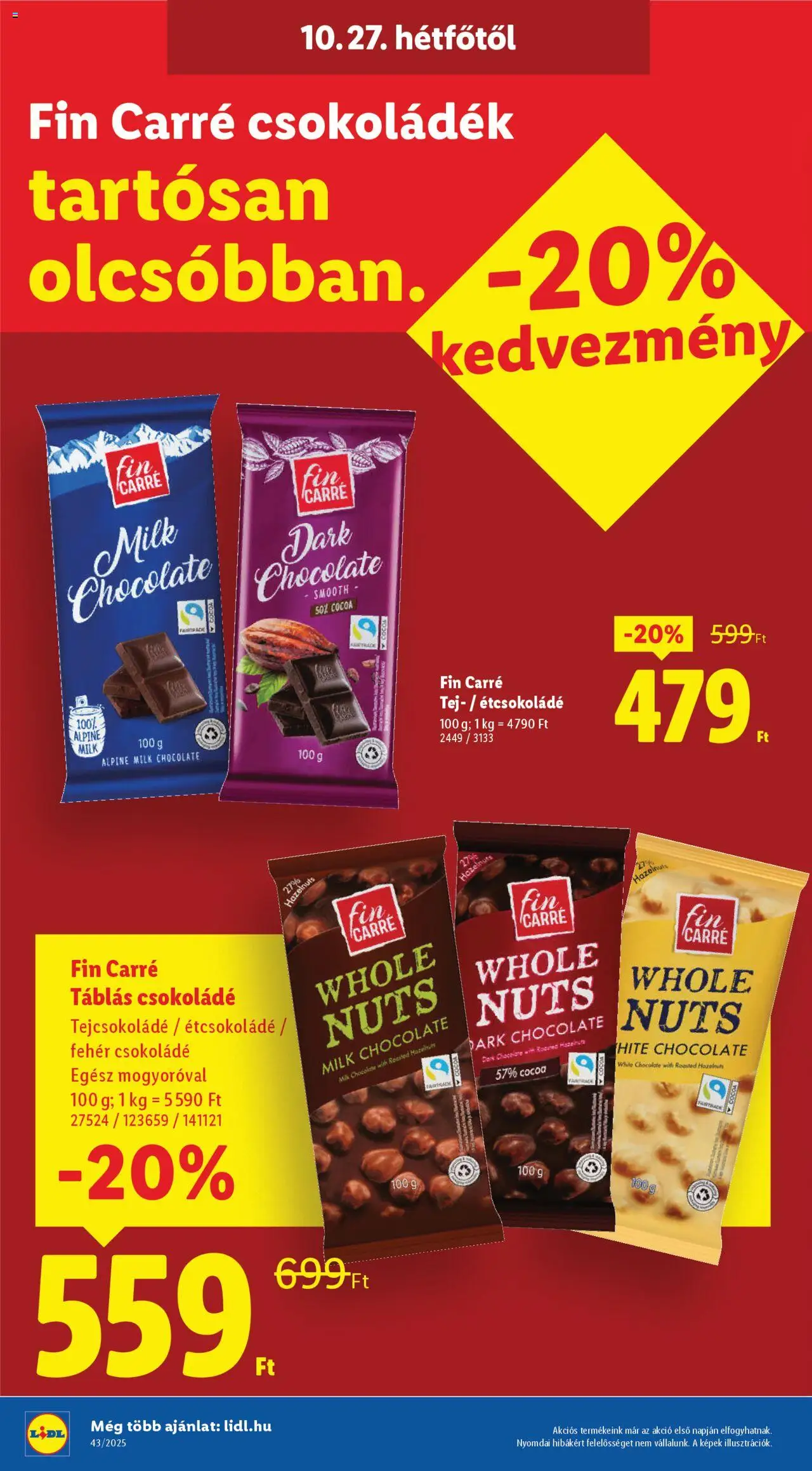 Lidl akciós ujság - amely érvényes a következő dátumtól: 22.10.2025 | Oldal: 54 | Termékek: Étcsokoládé, Tejcsokoládé, Tej, Csokoládé