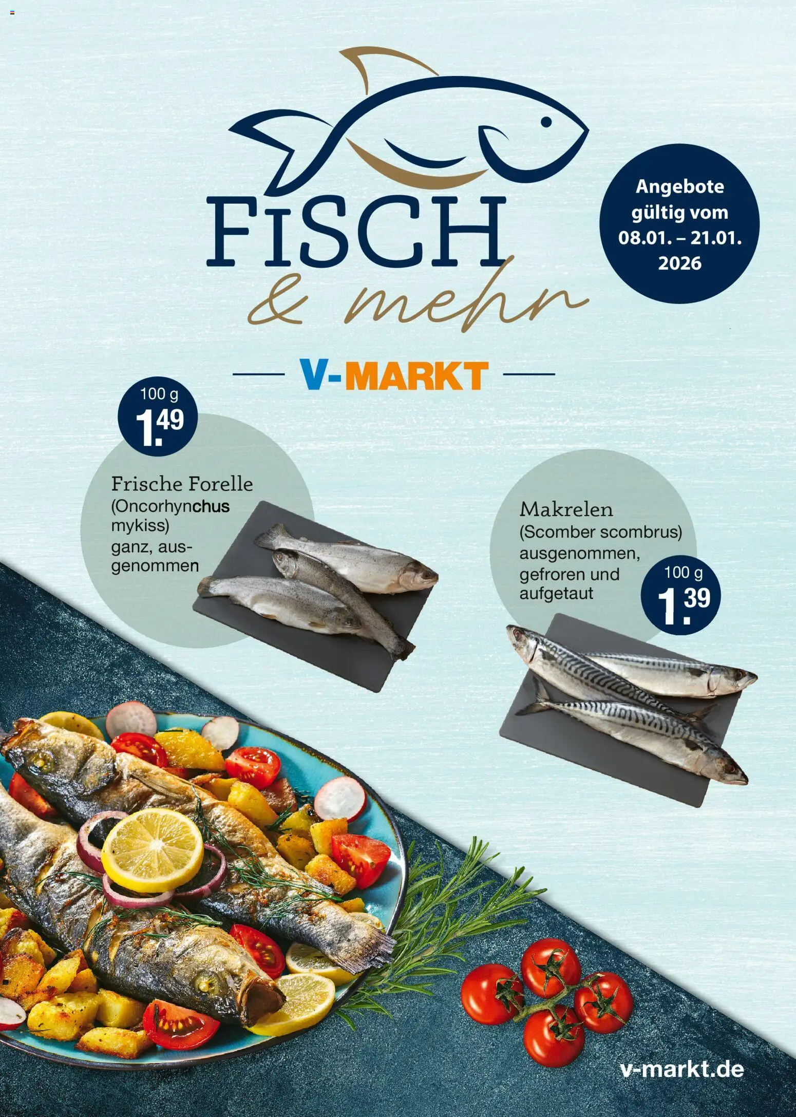V-Markt - München Fischwerbung – gültig ab 08.01.2026 | Seite: 1 | Produkte: Fisch